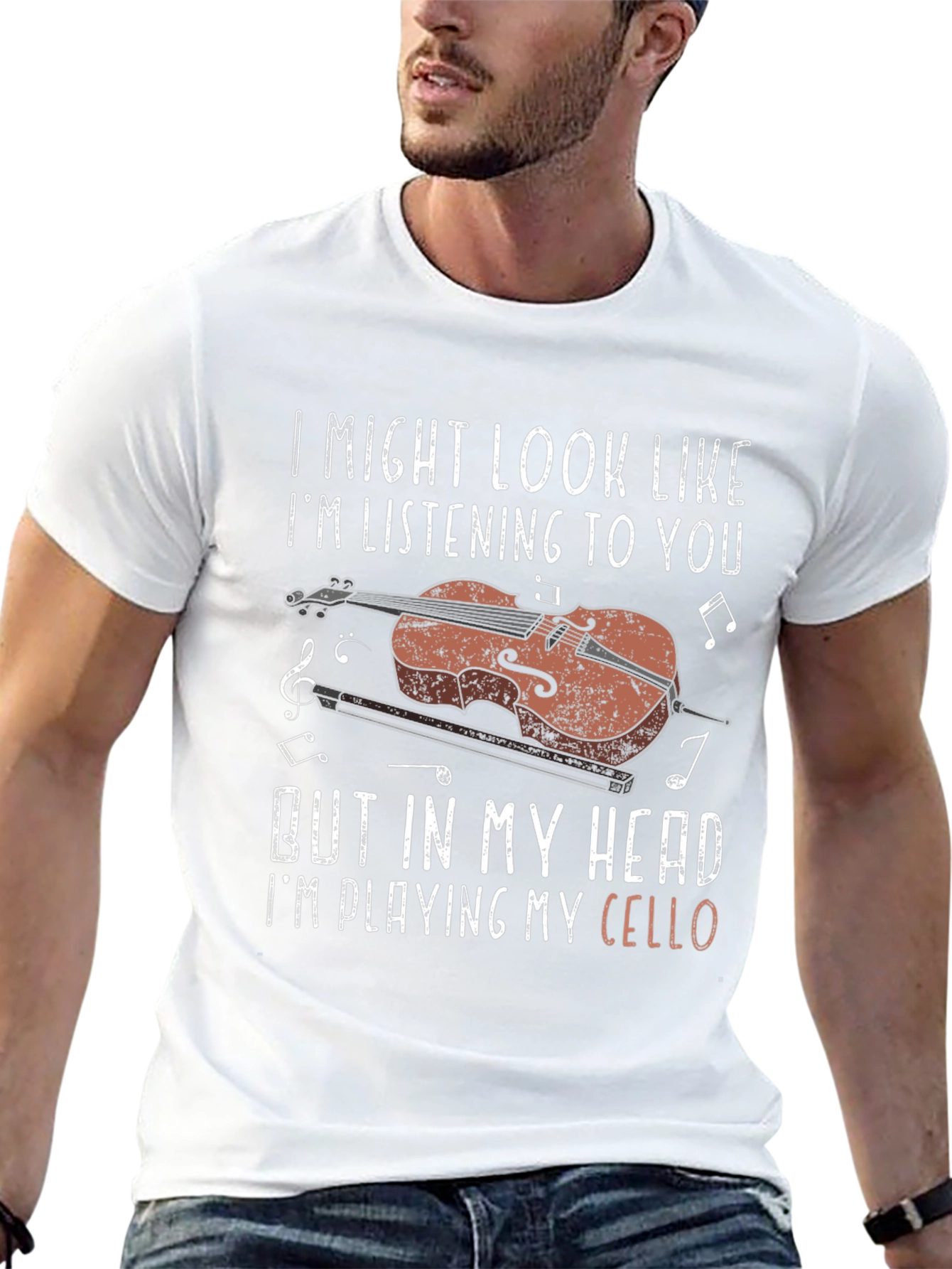 Black Cello Player Graphic Tee - I Might Look Like I'm Listening view 13