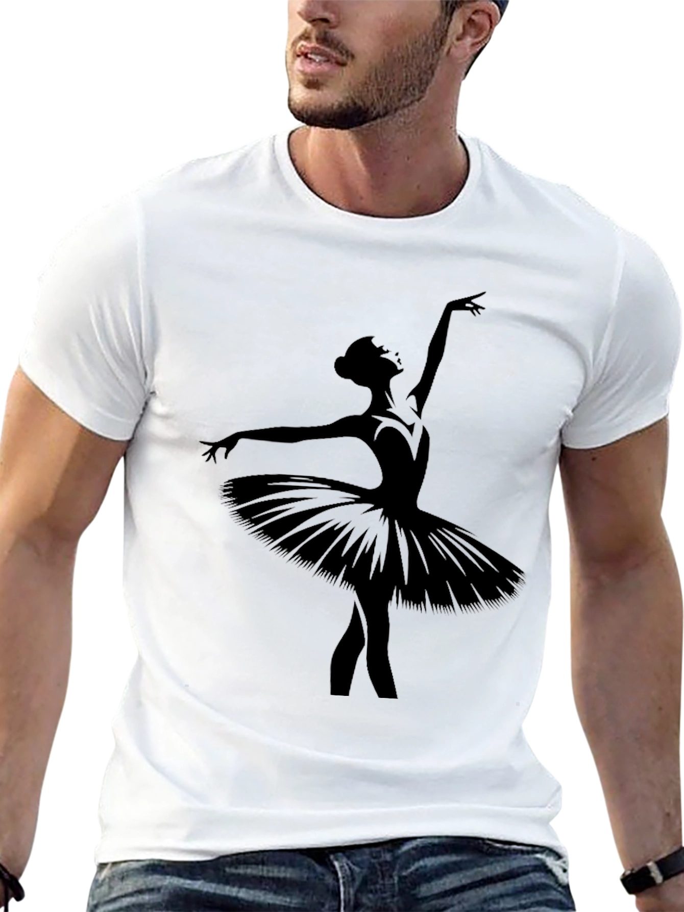 Black Ballerina Silhouette Graphic T-Shirt - Black view 13