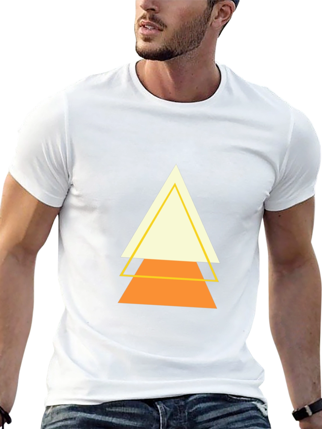 Black Geometric Triangle Graphic Tee - Modern Minimalist Design view 13