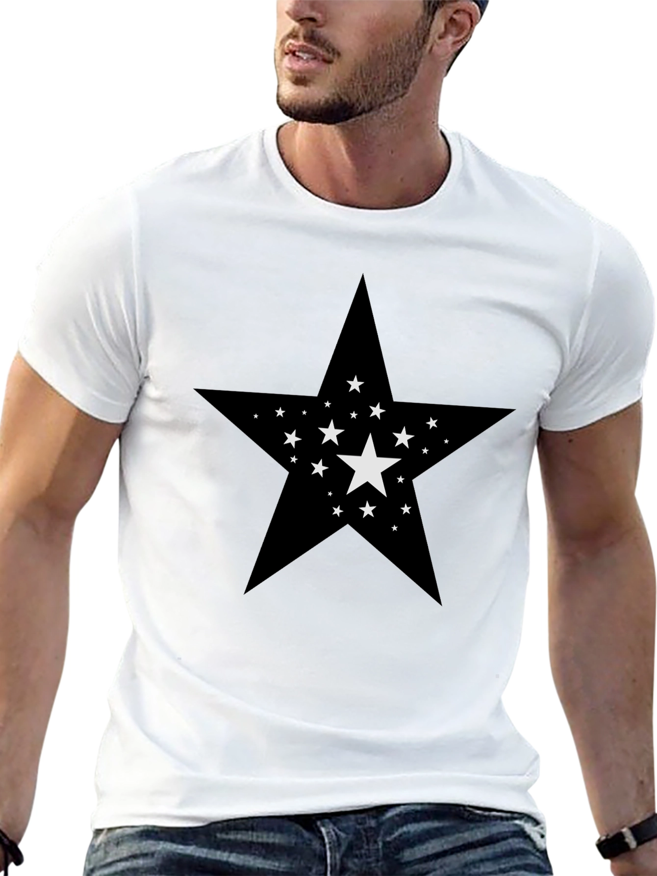 Black Starry Star Black T-Shirt view 13