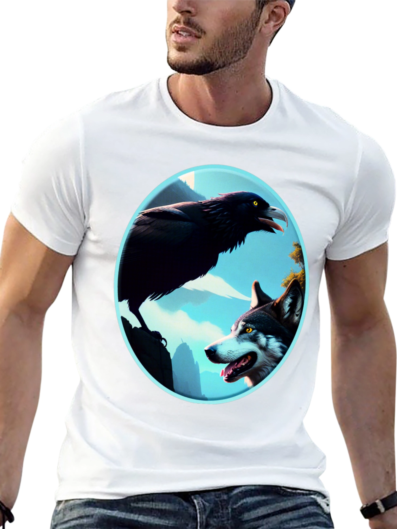 Black Raven and Wolf Graphic Tee view 13