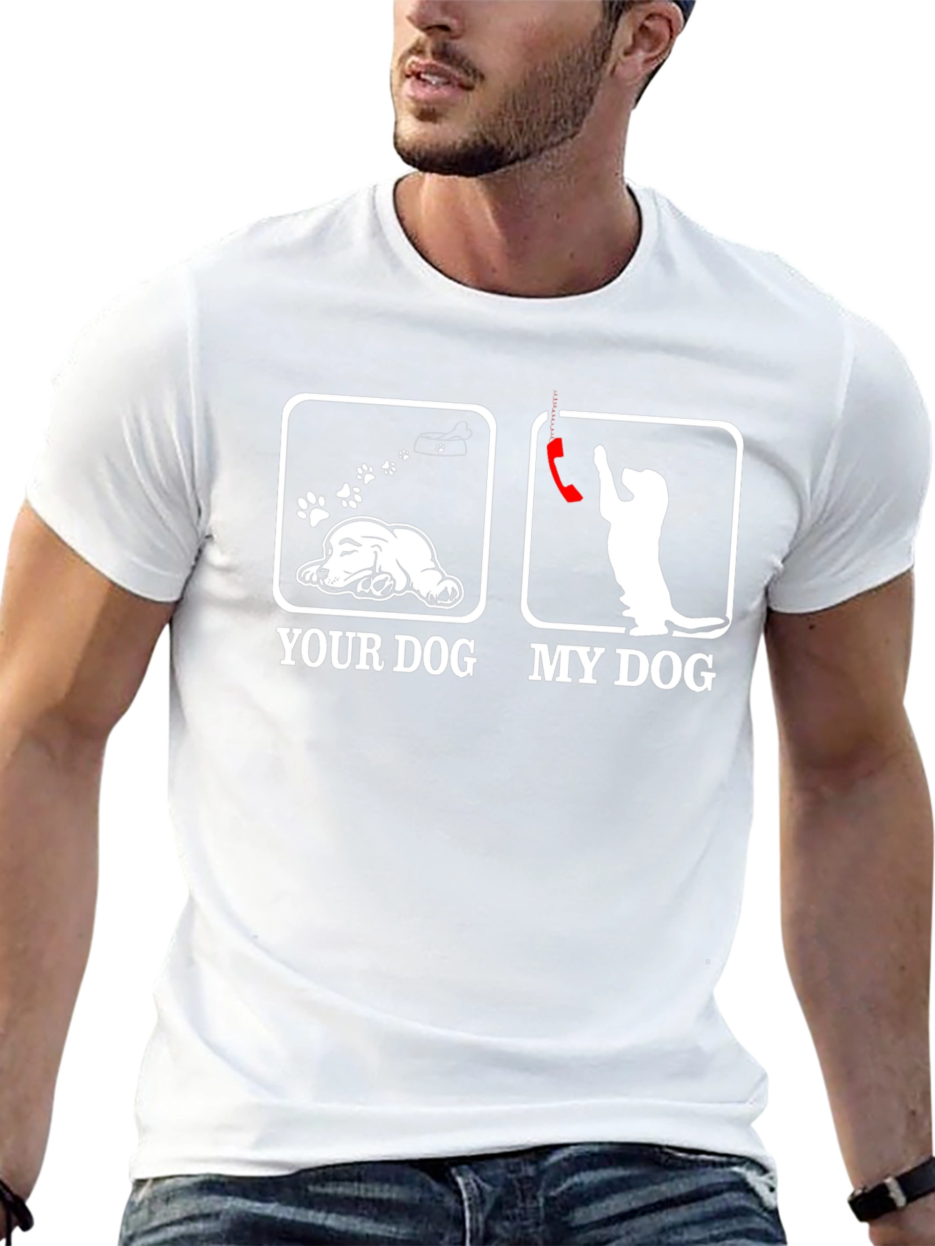 Black Humorous "Your Dog vs. My Dog" Graphic T-Shirt view 13