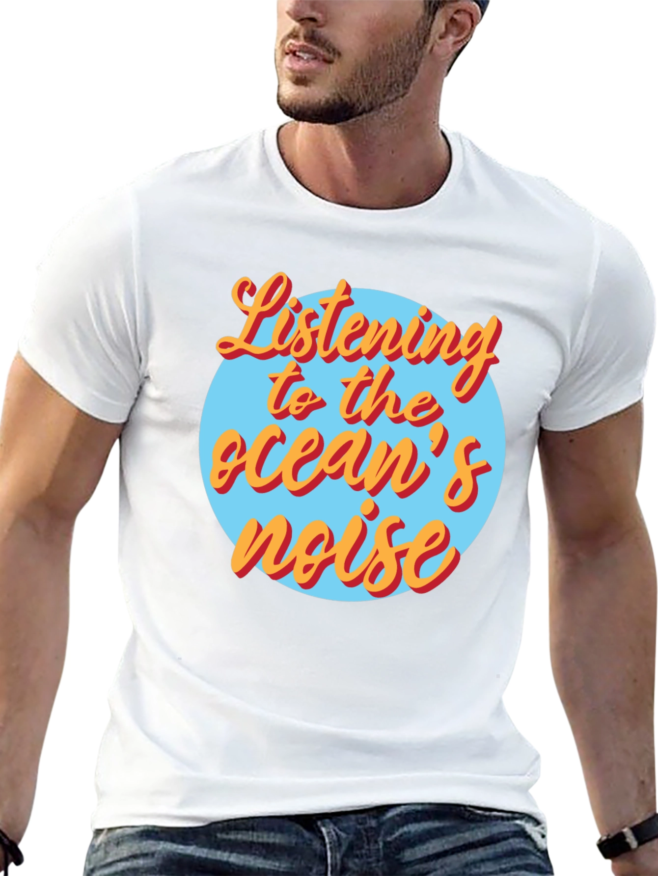 Black Listening to the Ocean's Noise Graphic Tee view 13