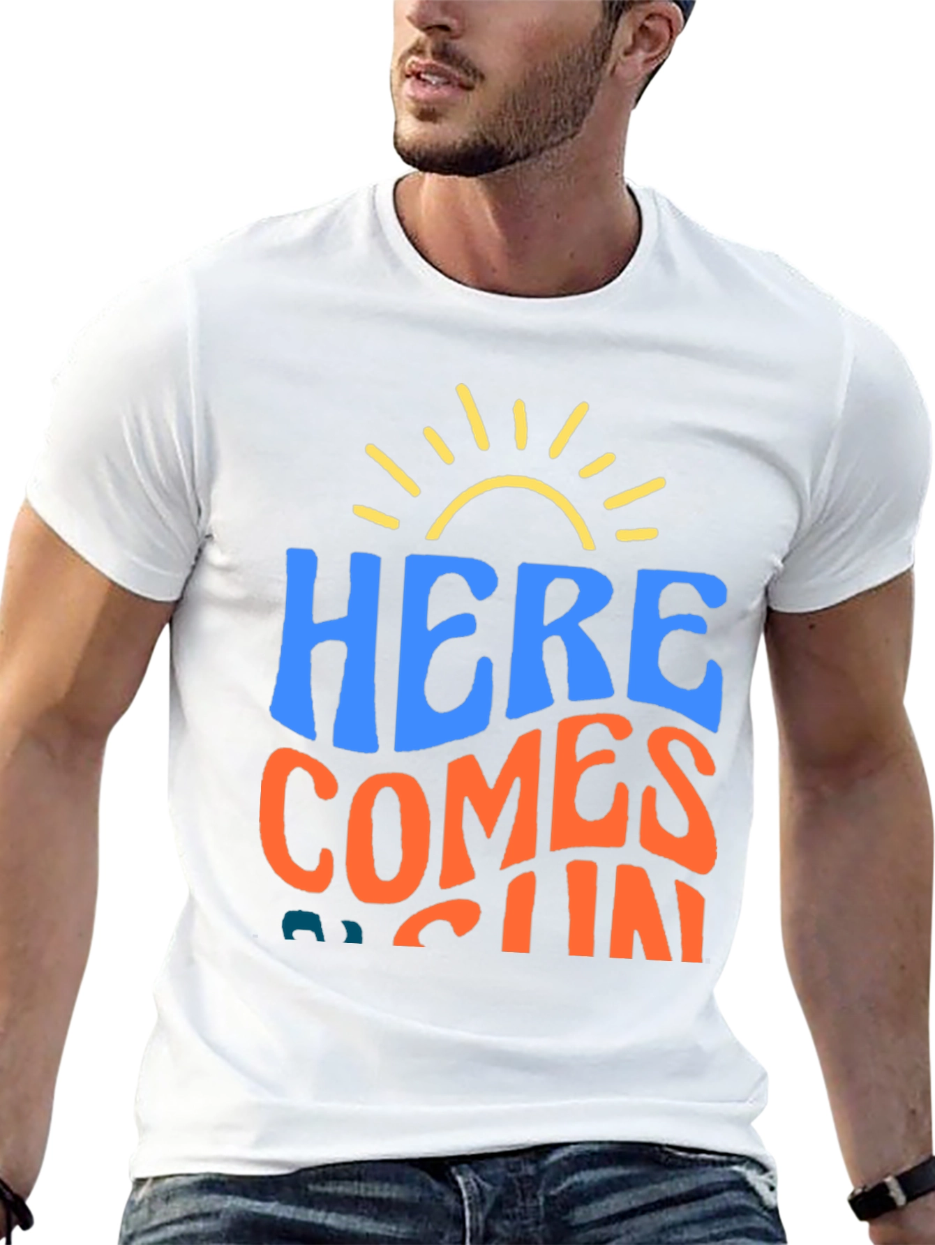 Black Here Comes The Sun Graphic Tee - Black Cotton Blend view 13