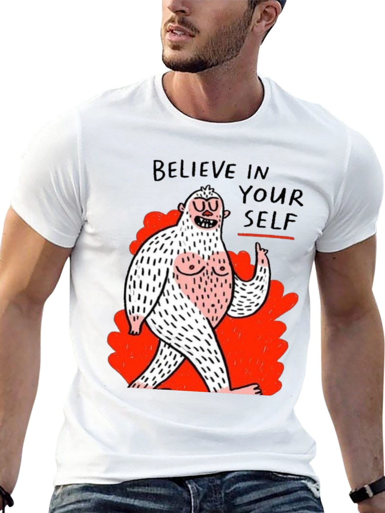 Black Believe In Yourself Funny Graphic Tee view 13