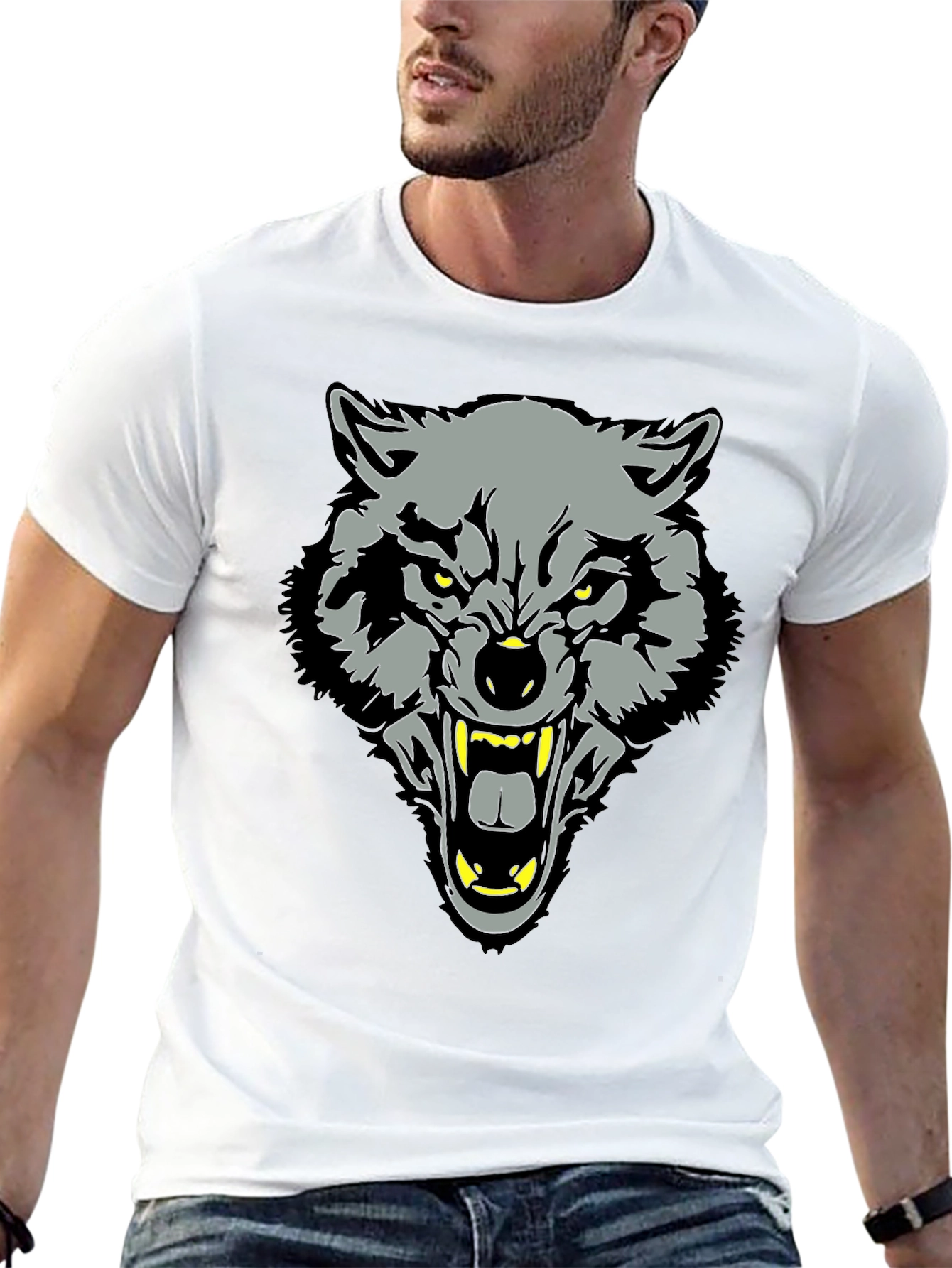 Black Wolf Graphic Black T-Shirt view 13