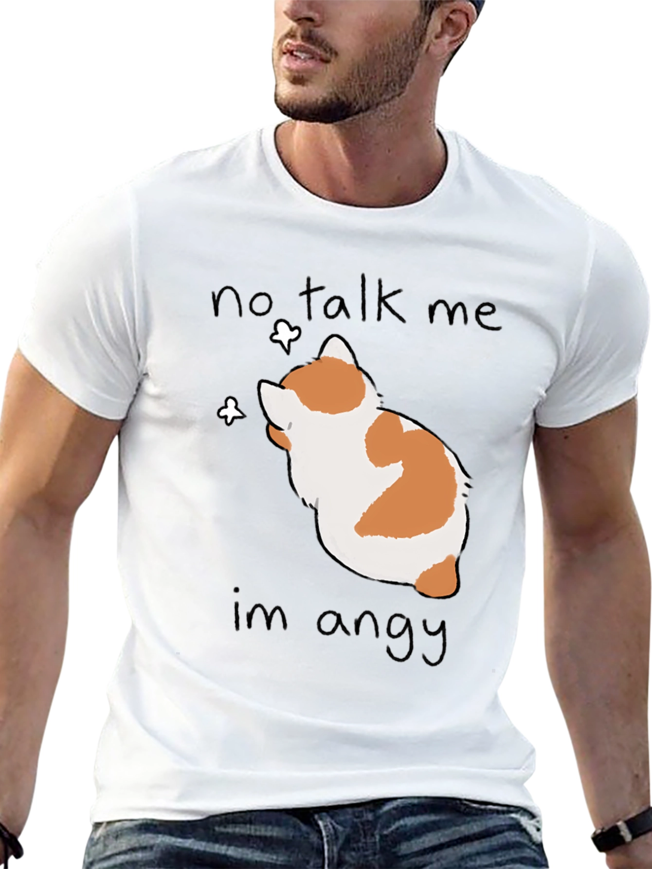 Black No Talk Me I'm Angy T-Shirt - Funny Cat Tee view 13