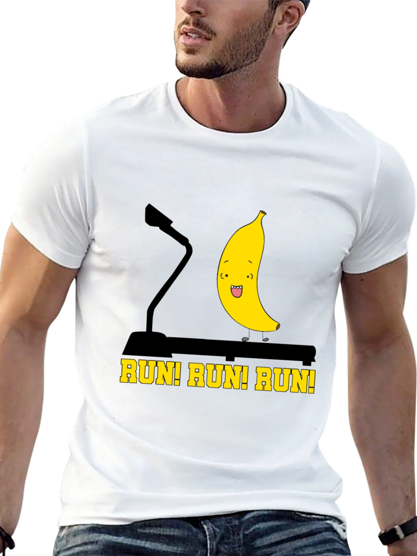 Black Run Banana Run Funny Graphic Tee view 13