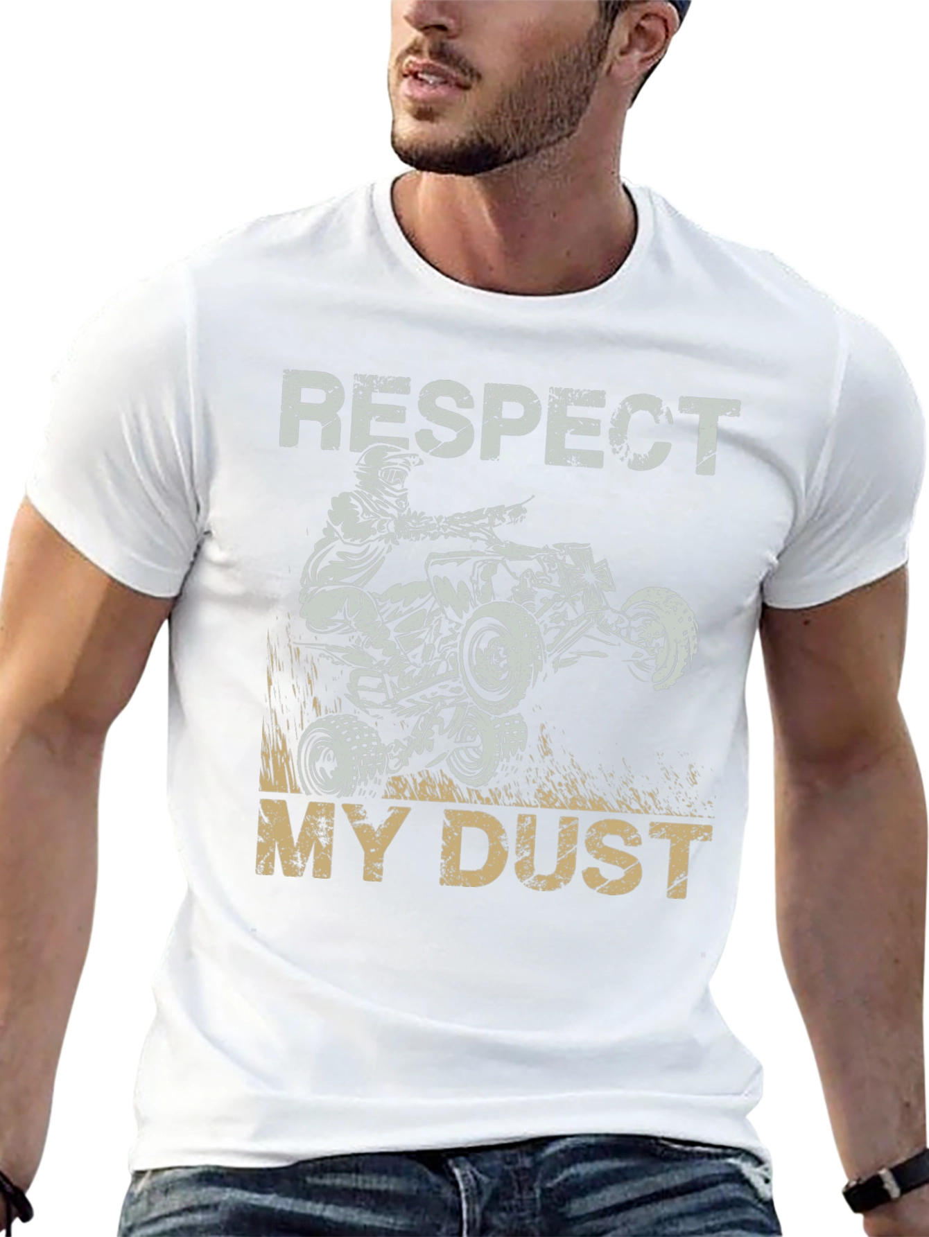Black Respect My Dust ATV Rider Graphic Tee view 13