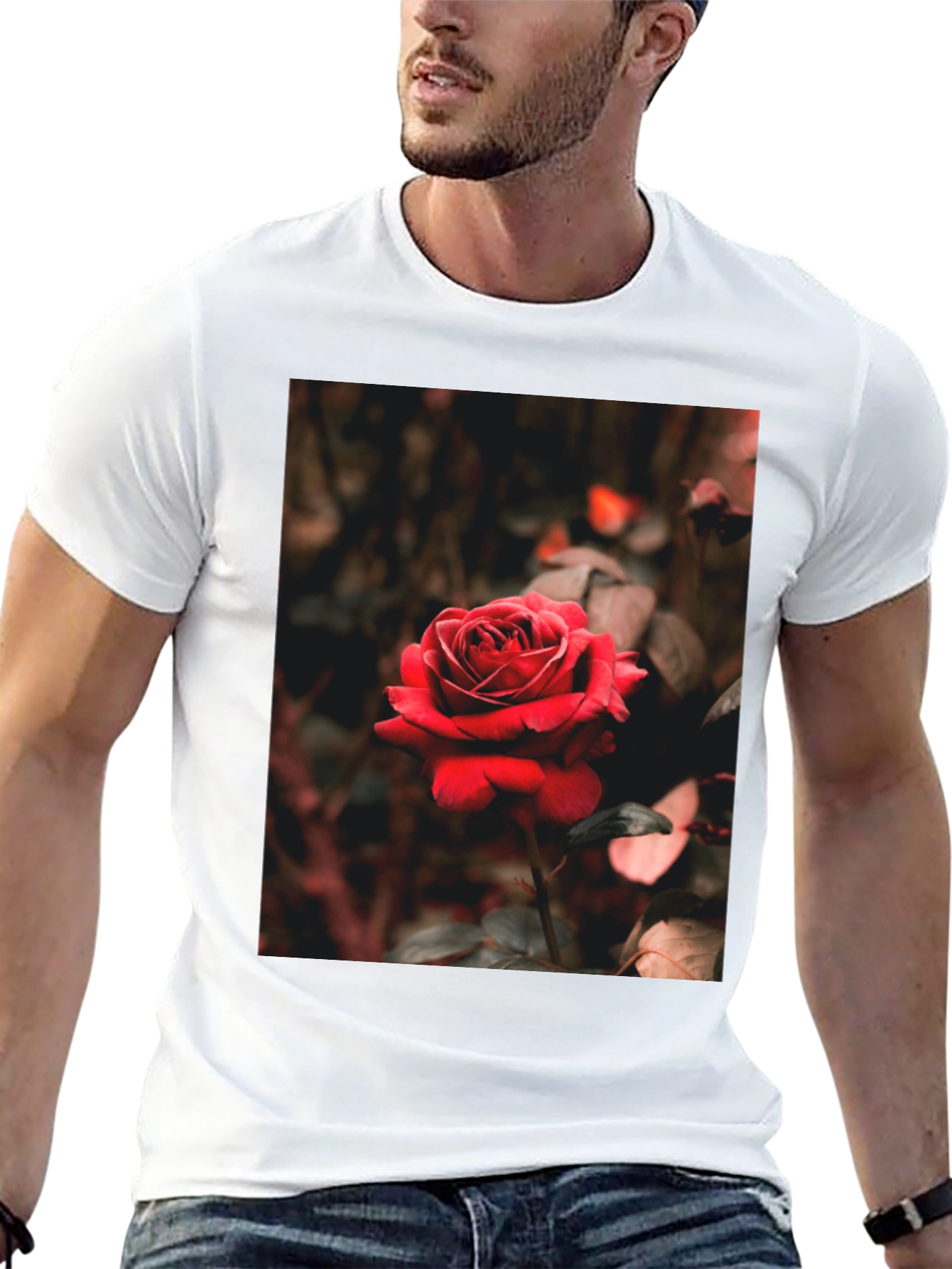 Black Rose Graphic Tee - Black Cotton T-Shirt view 13