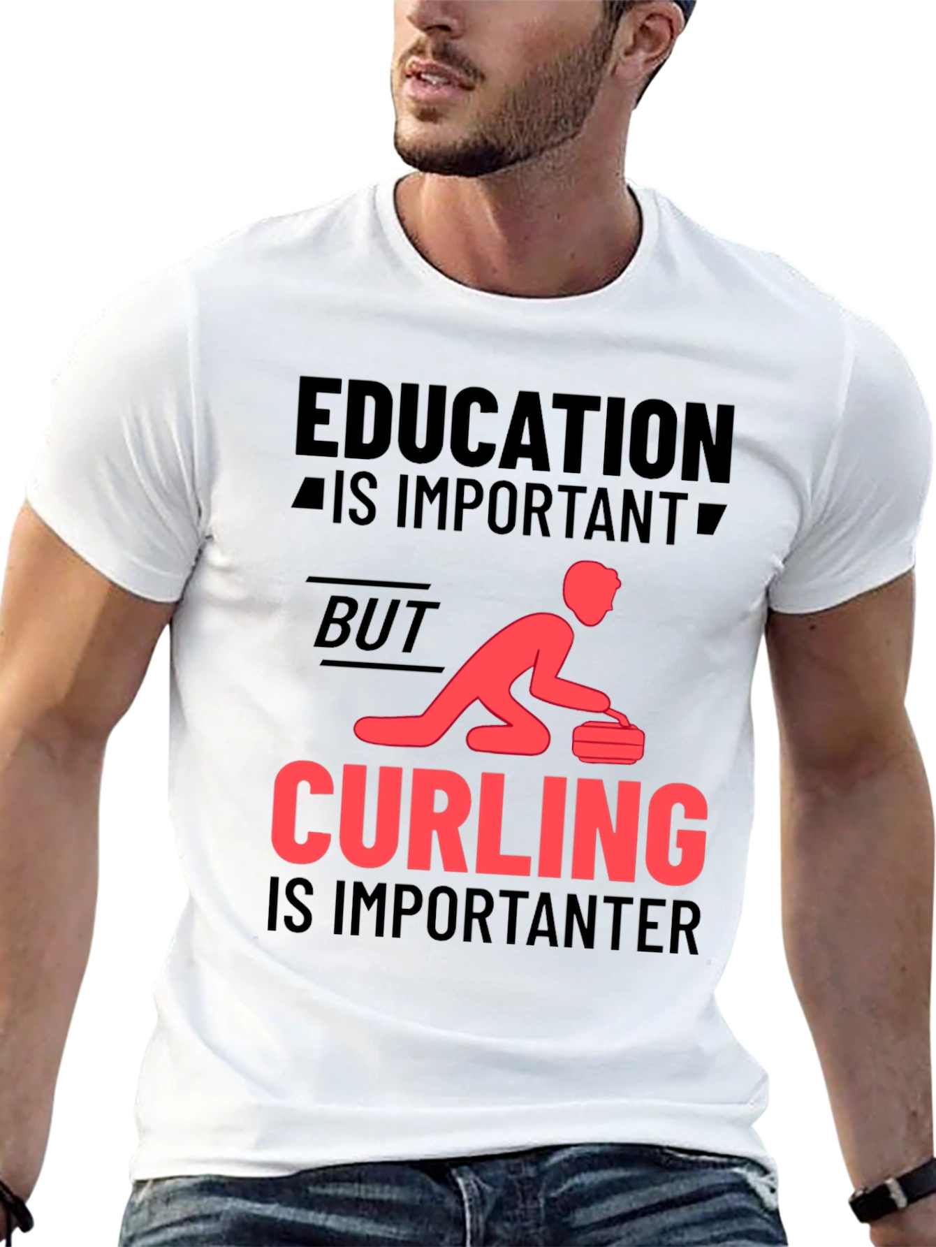 Black Education Important? Curling Importanter T-Shirt view 13