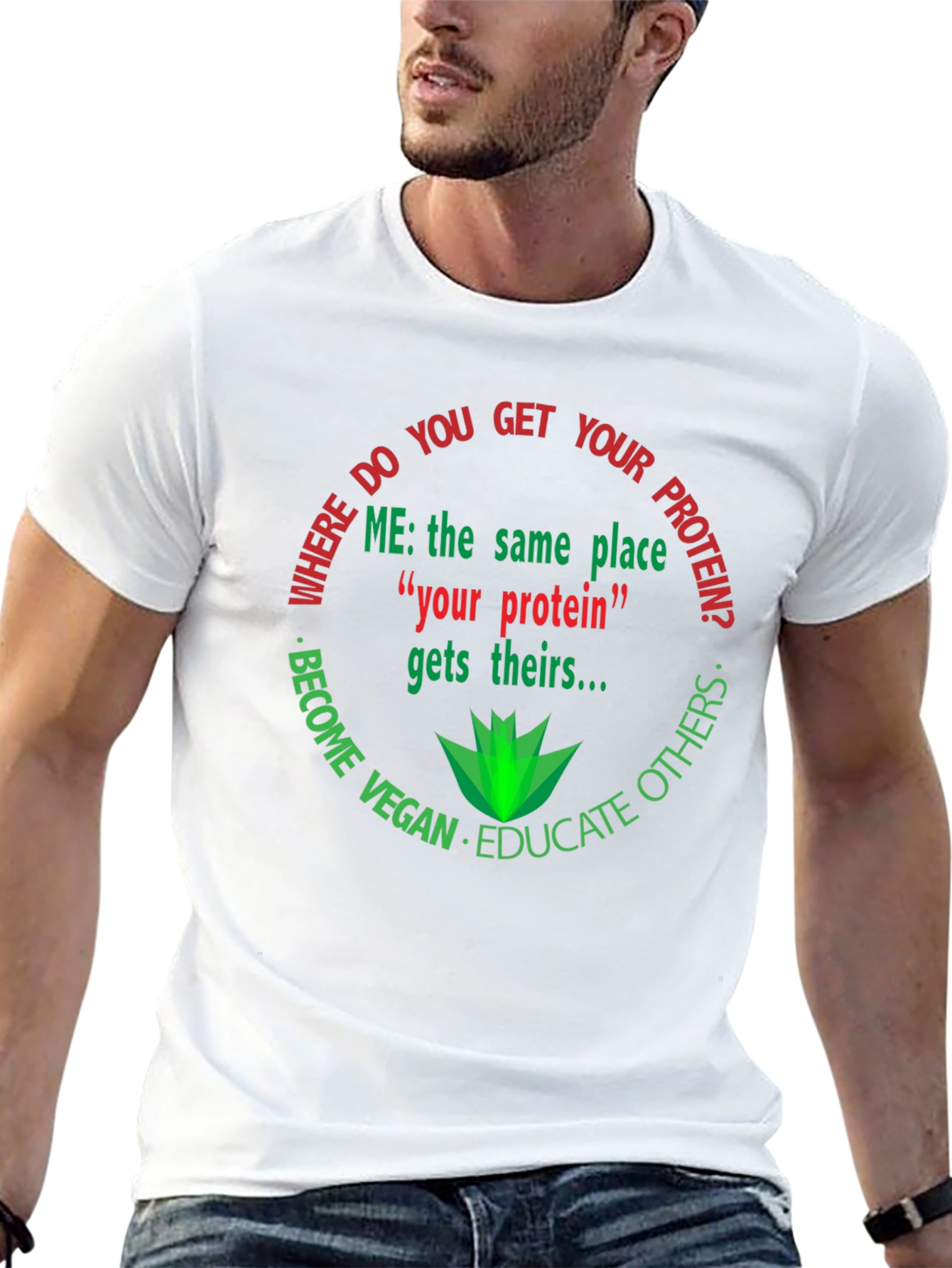 Black Vegan Protein T-Shirt - Educate Others view 13
