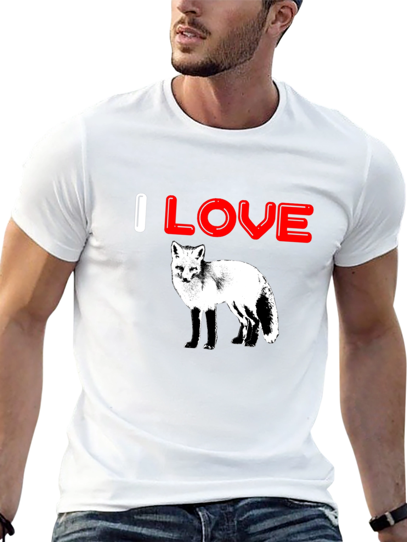 Black I Love Foxes Graphic Tee - Black Cotton T-Shirt view 13