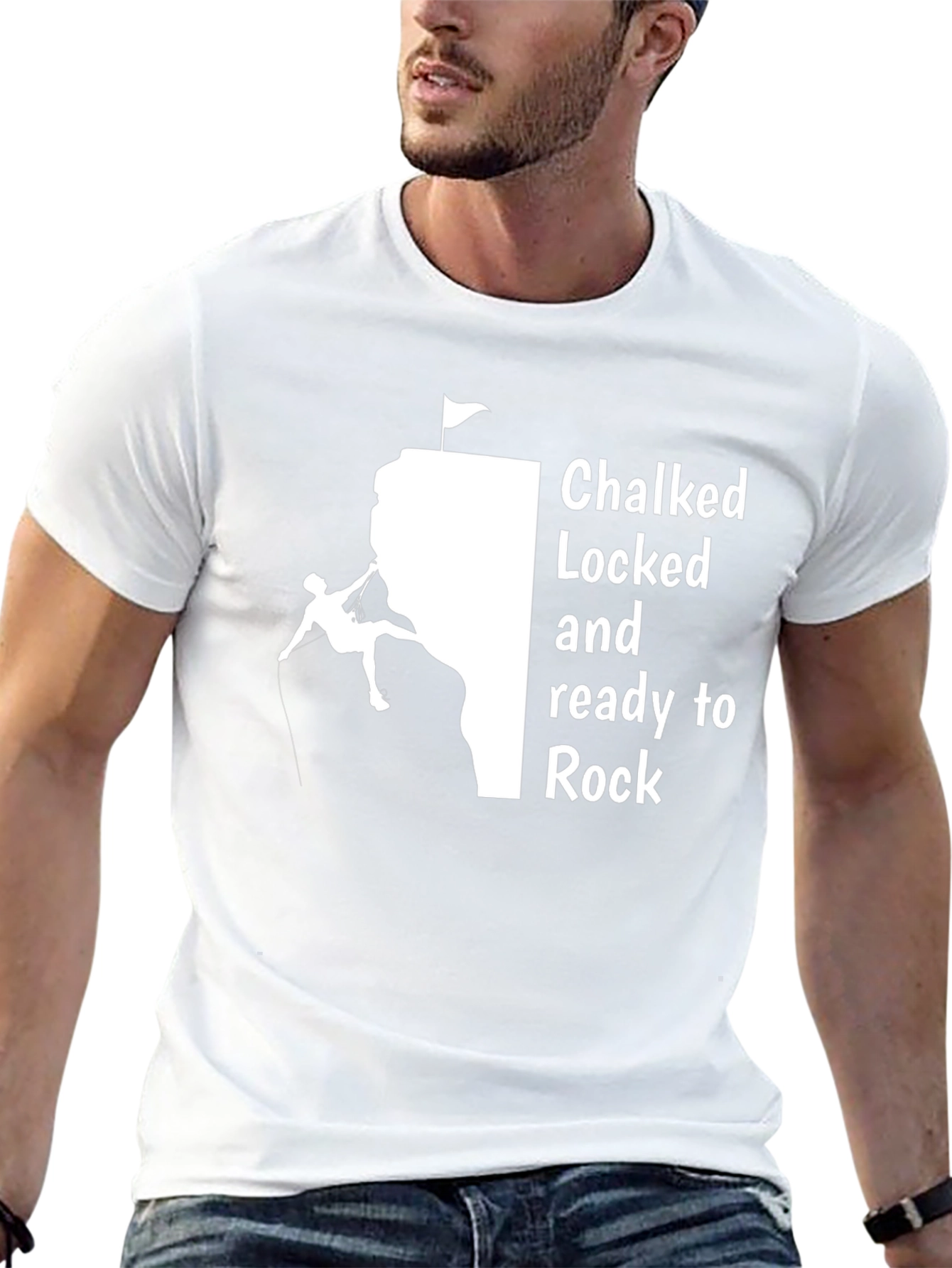 Black Climber Graphic T-Shirt - Chalked, Locked and Ready to Rock view 13