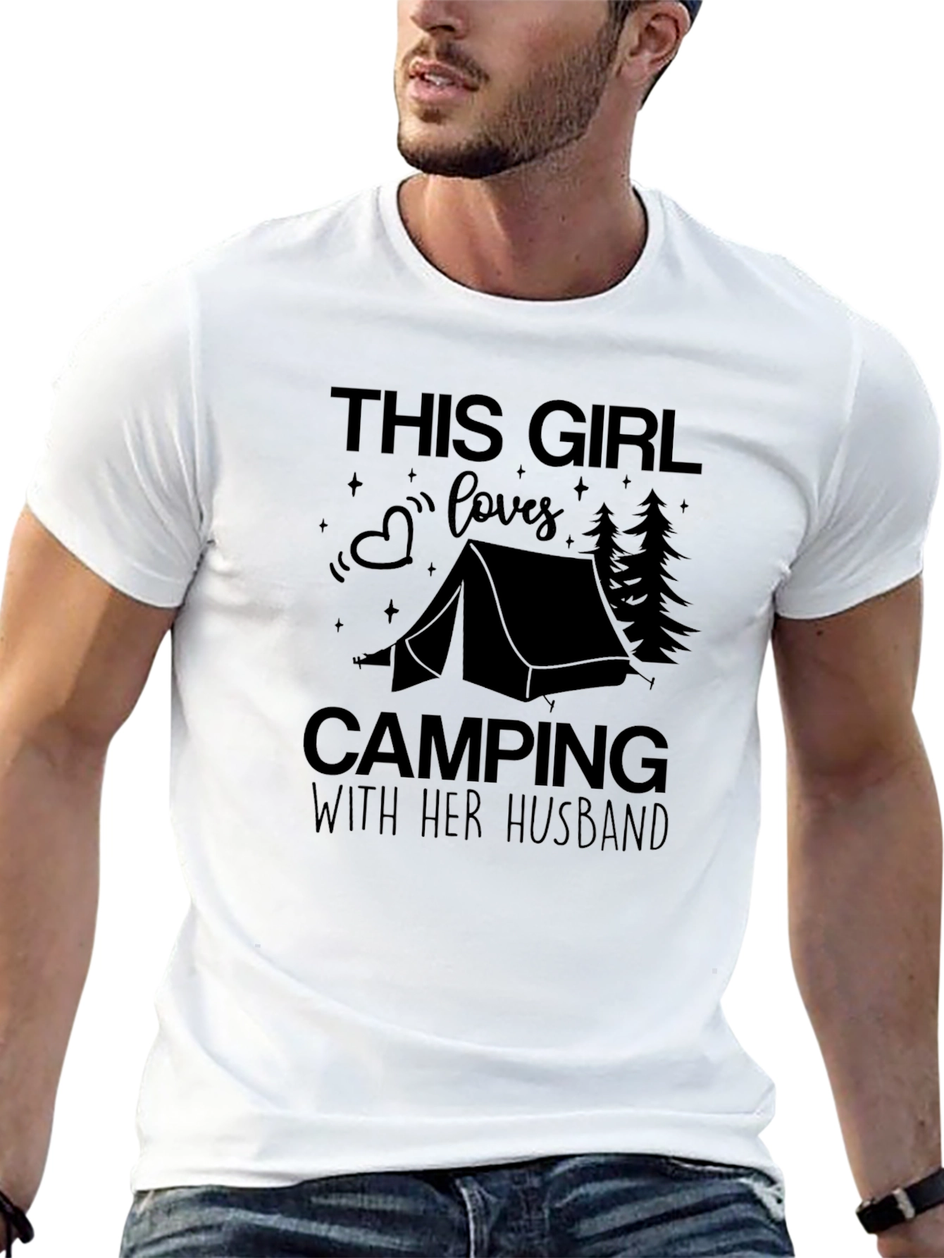 Black Camping Girl T-Shirt - "With Her Husband" Tee view 13