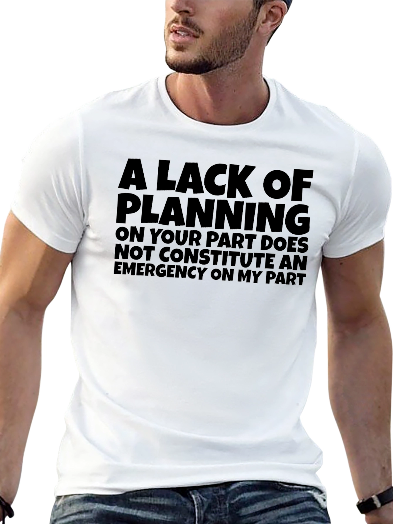 Black Funny Slogan Tee - Planning Not an Emergency! view 13