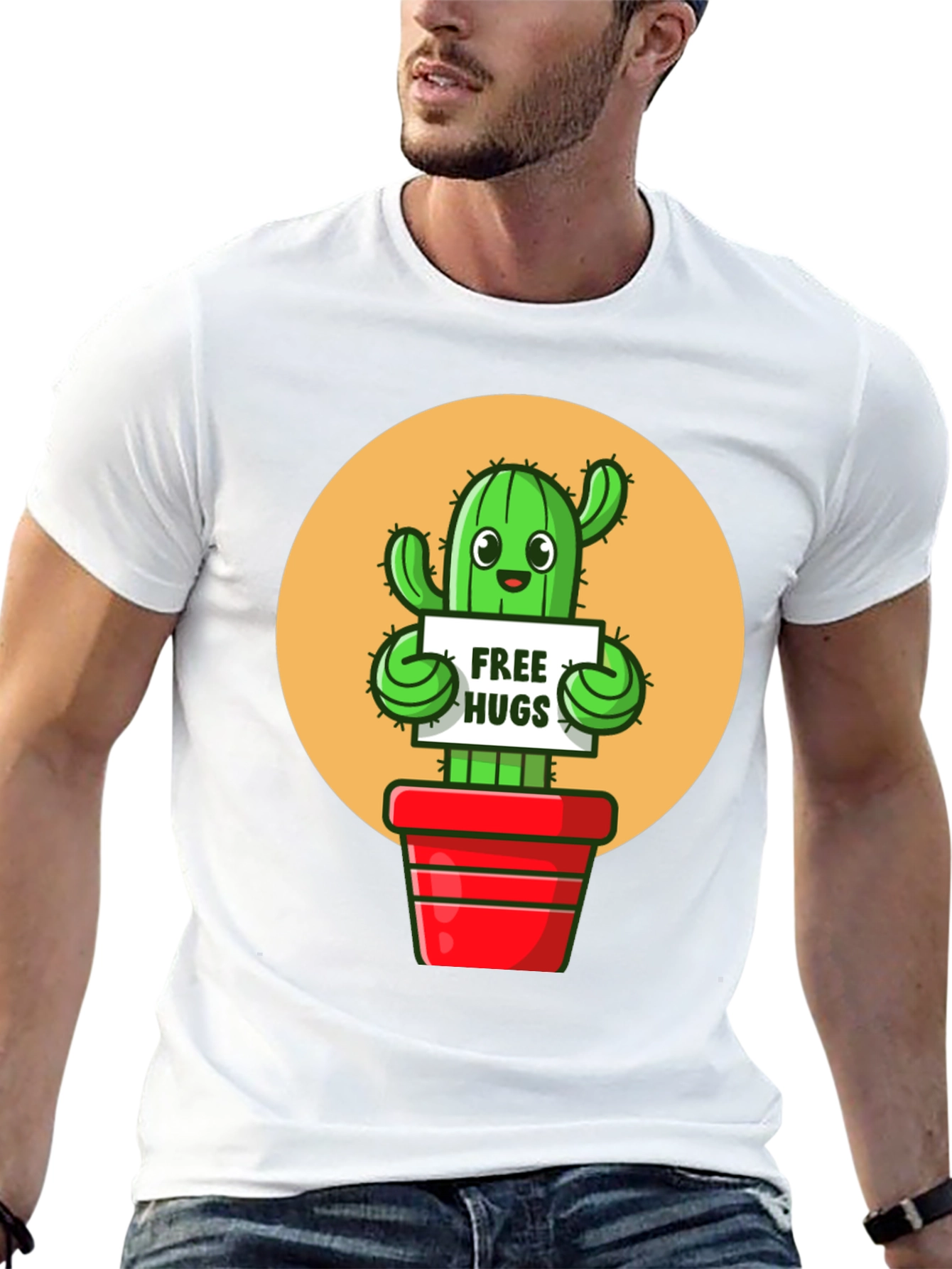 Black Cactus Free Hugs Graphic Tee view 13