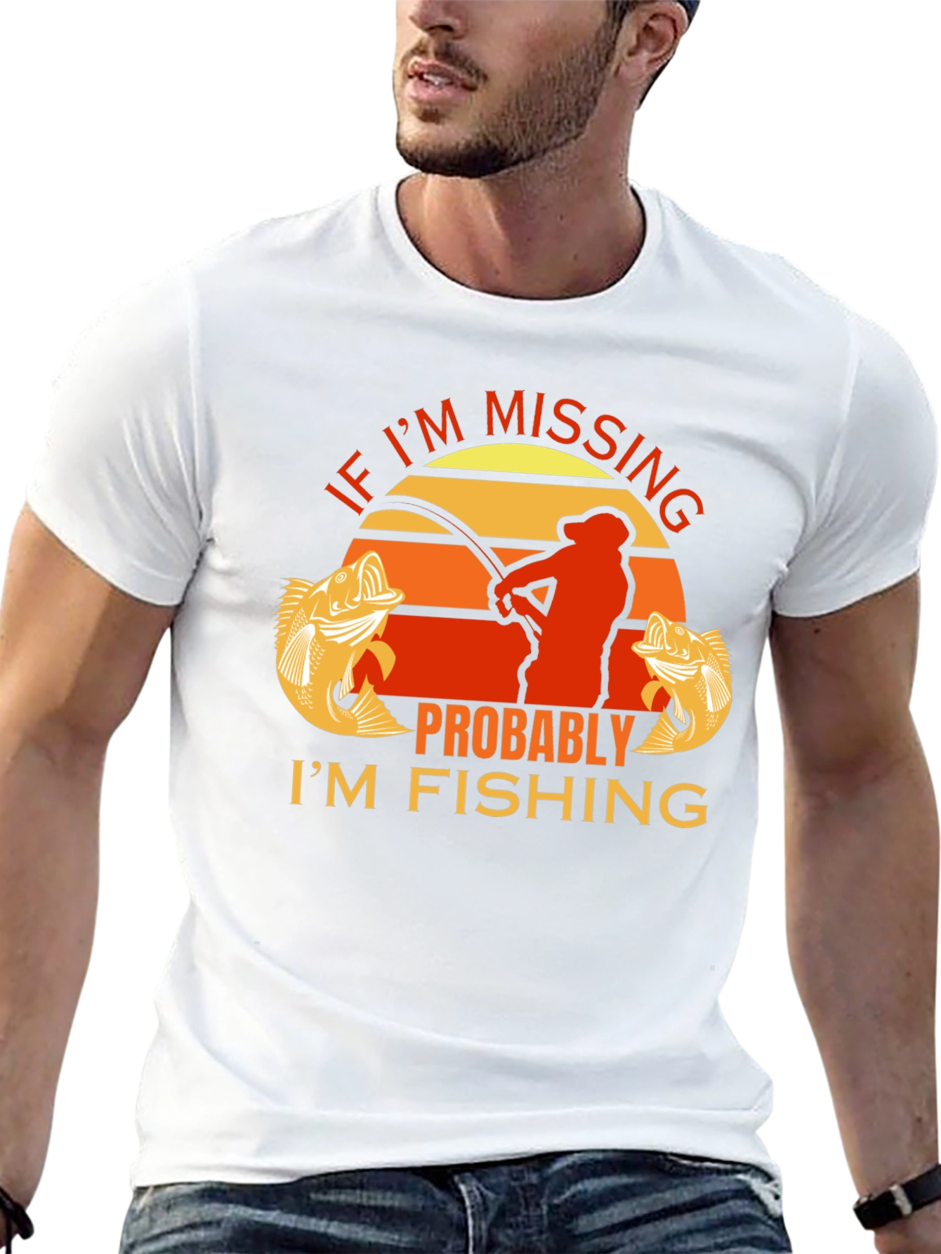 Black Funny Fishing T-Shirt - If I'm Missing, I'm Fishing view 13