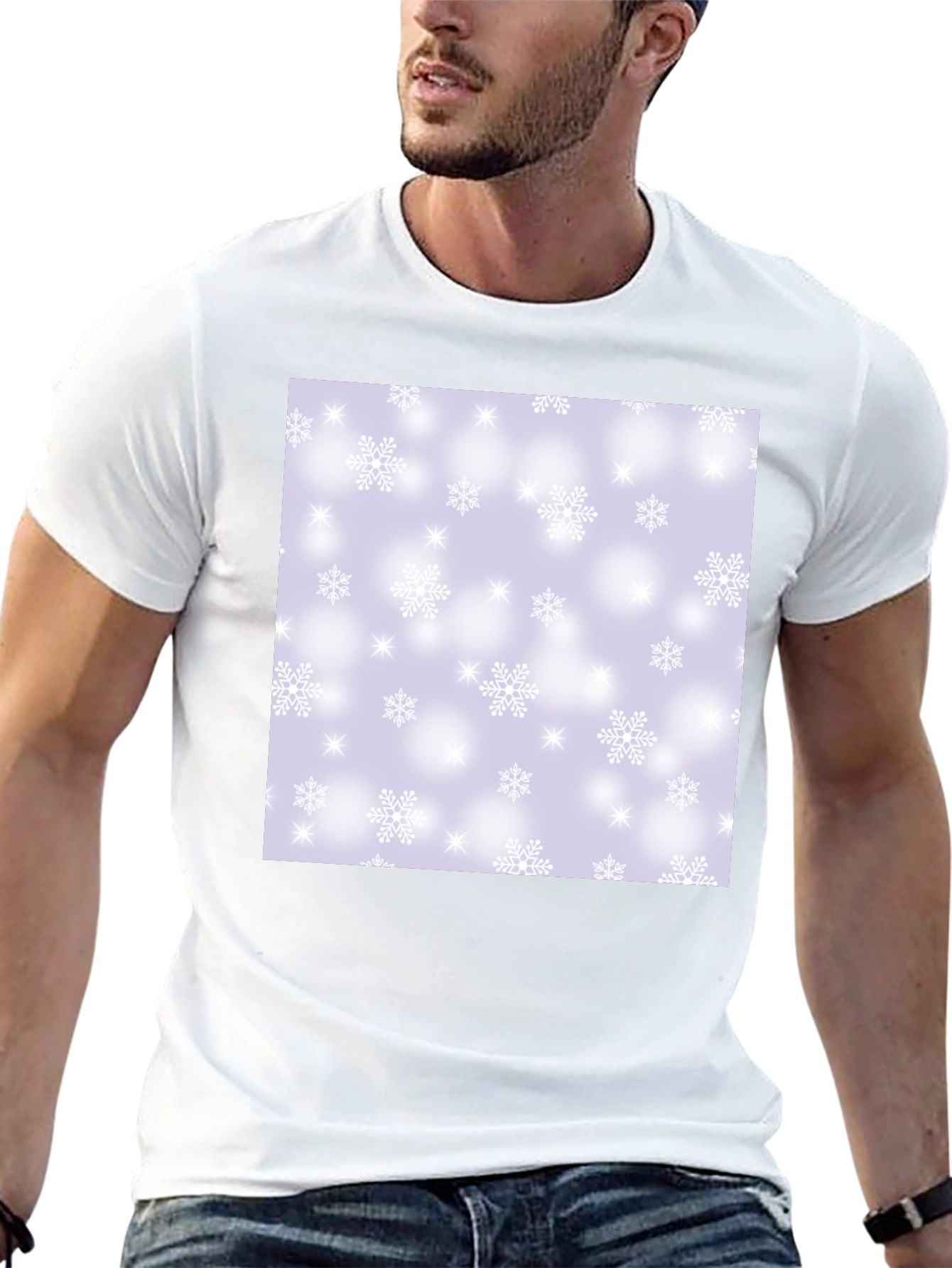 Black Snowflake Pattern T-Shirt view 13