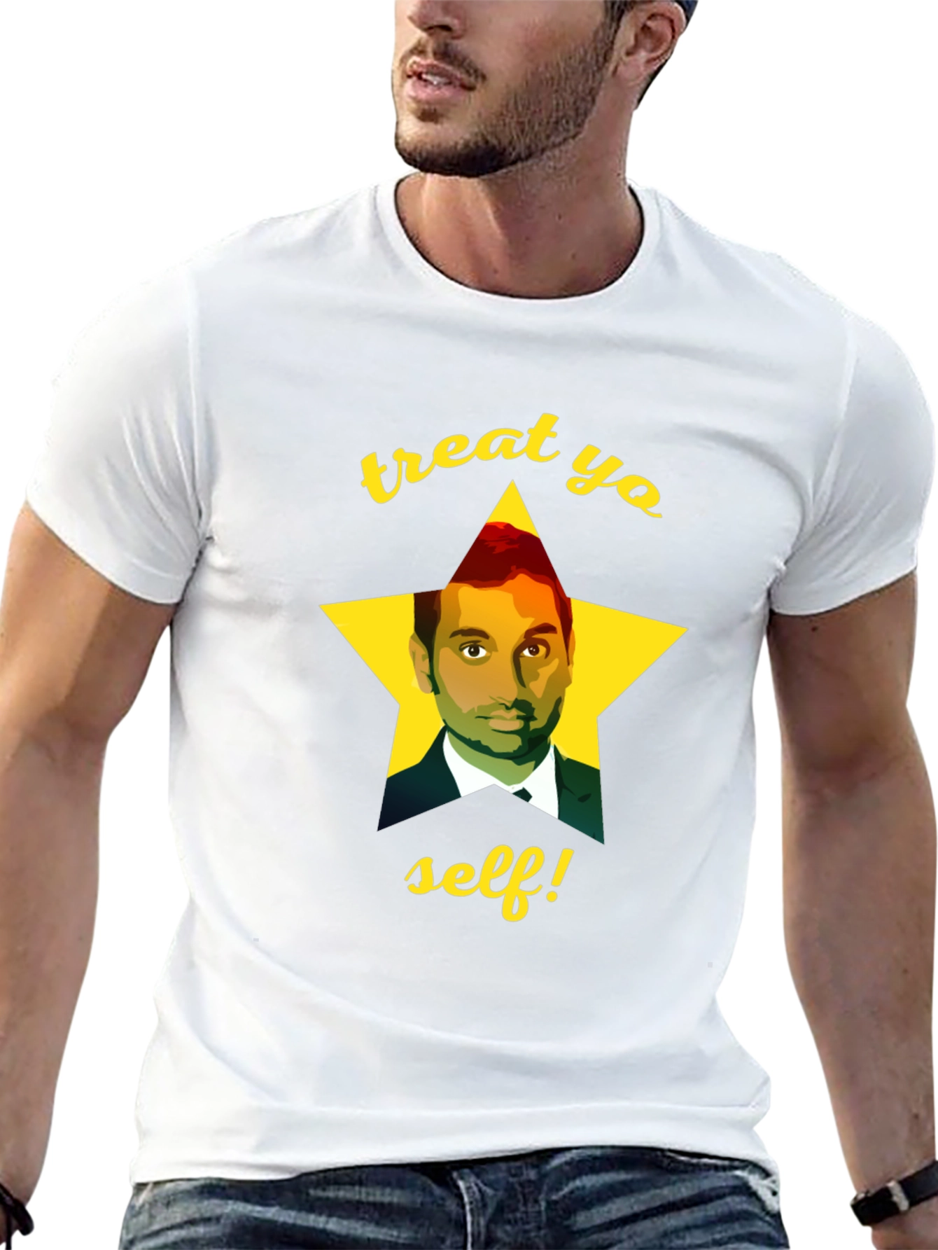 Black Treat Yo Self Aziz Ansari T-Shirt view 13