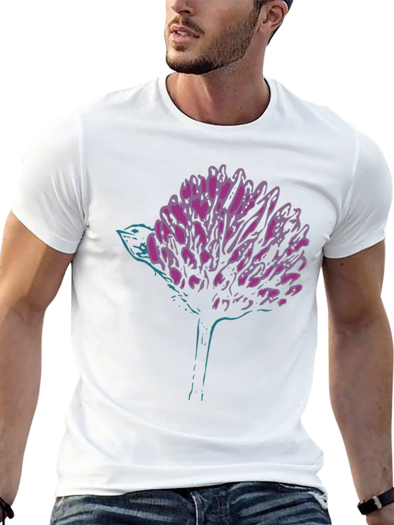 Black Modern Graphic Tee - Abstract Bird & Bloom view 13