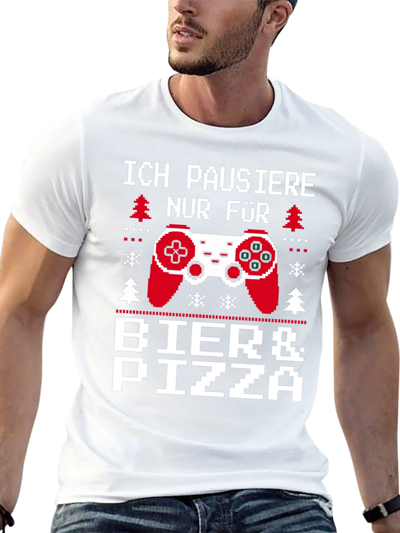 Black Gamer Beer & Pizza T-Shirt - Ich Pausiere Nur Fur view 13