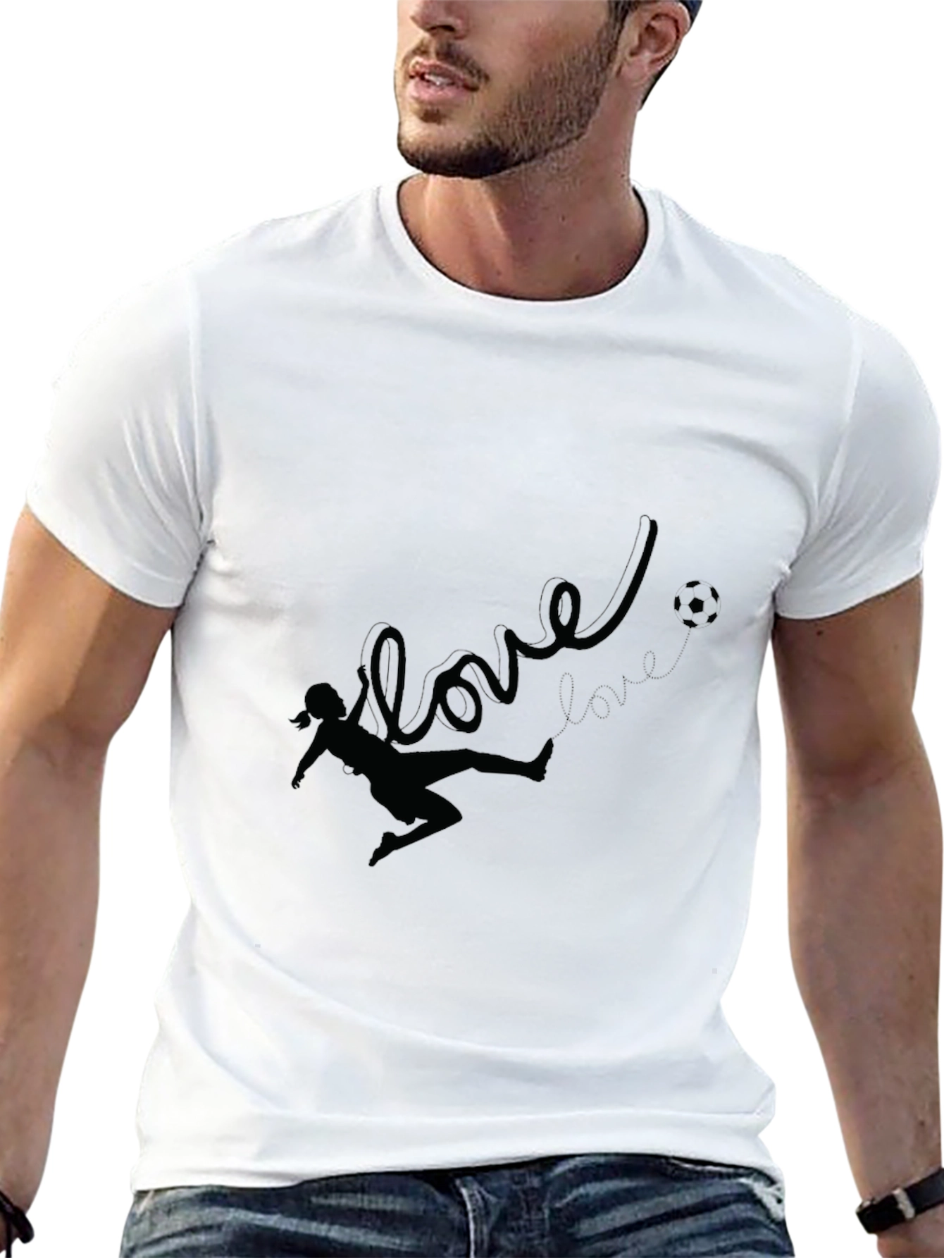 Black Love Soccer Black T-Shirt for Women view 13