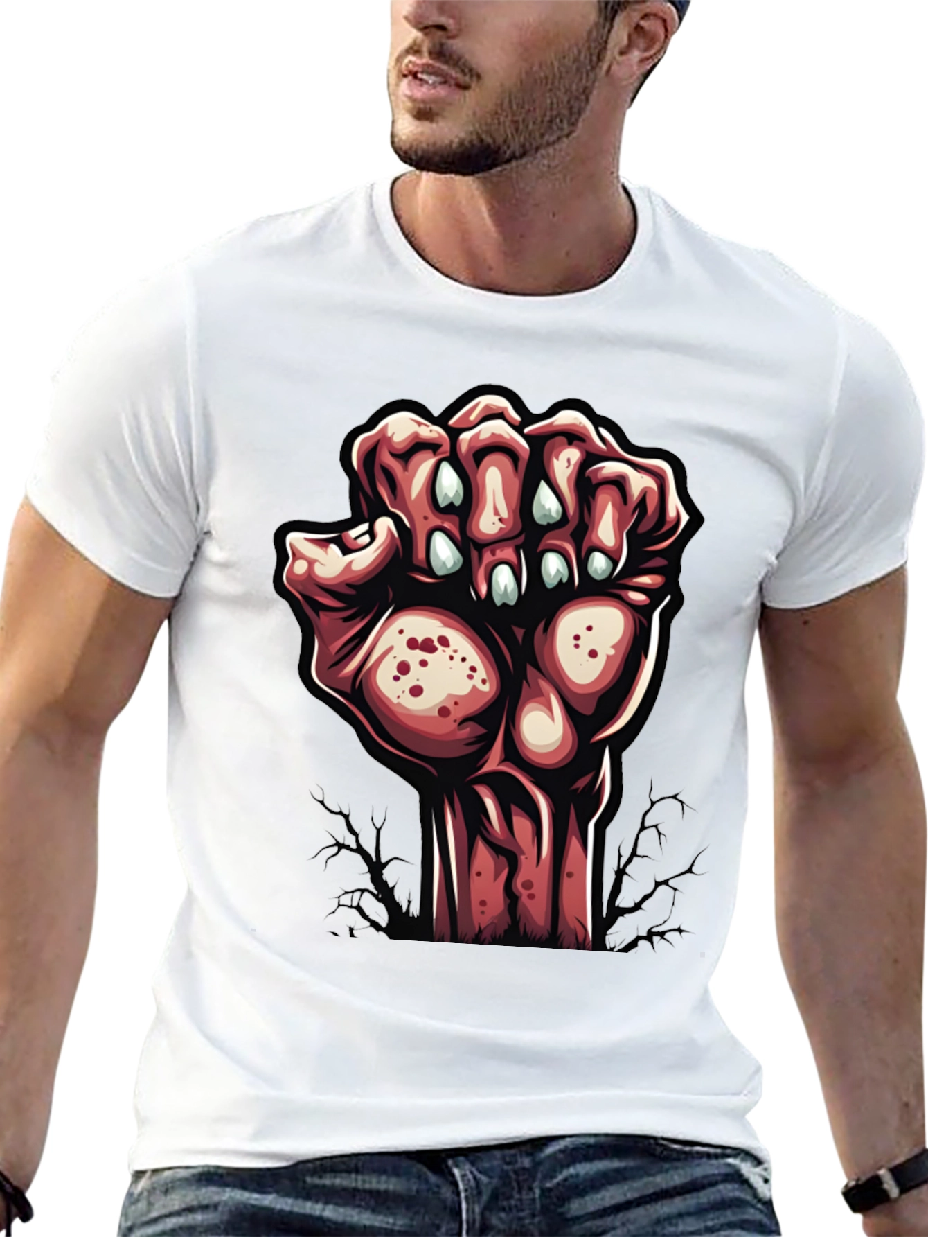 Black Zombie Hand Graphic Tee - Unique Halloween Style view 13