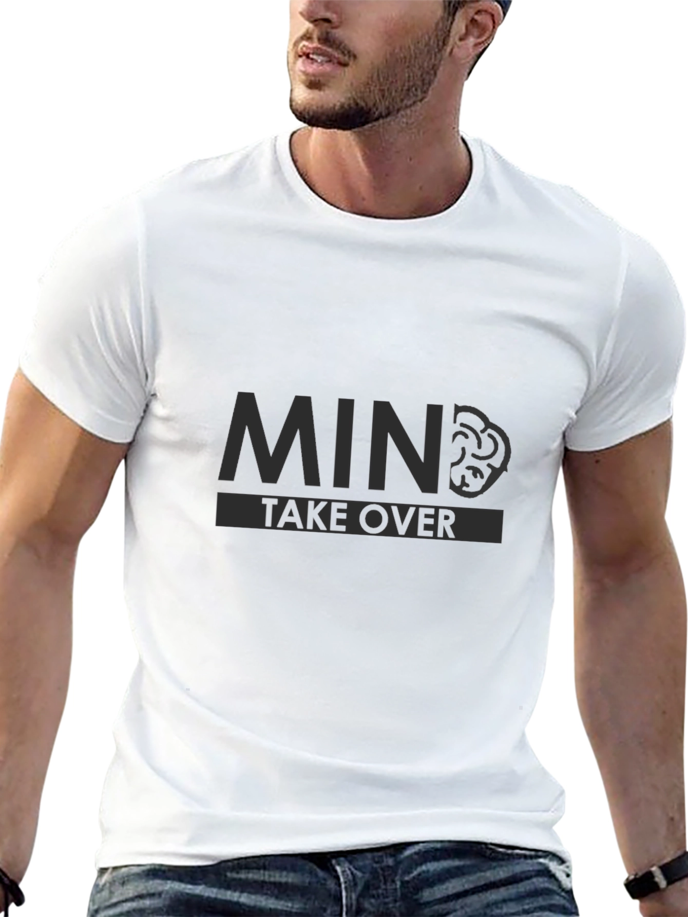 Black Mind Takeover Graphic Tee - Black Cotton T-Shirt view 13