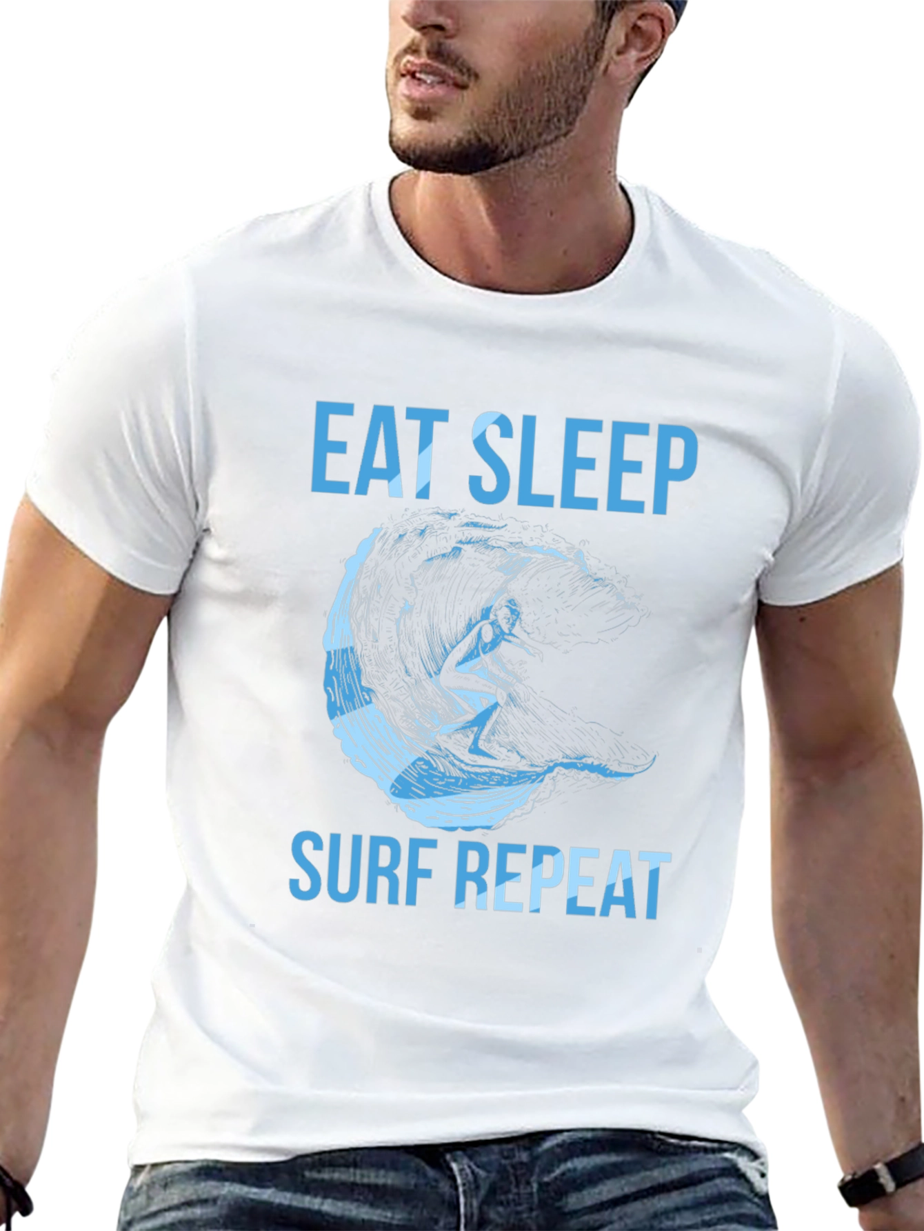 Black Eat Sleep Surf Repeat Graphic Tee view 13