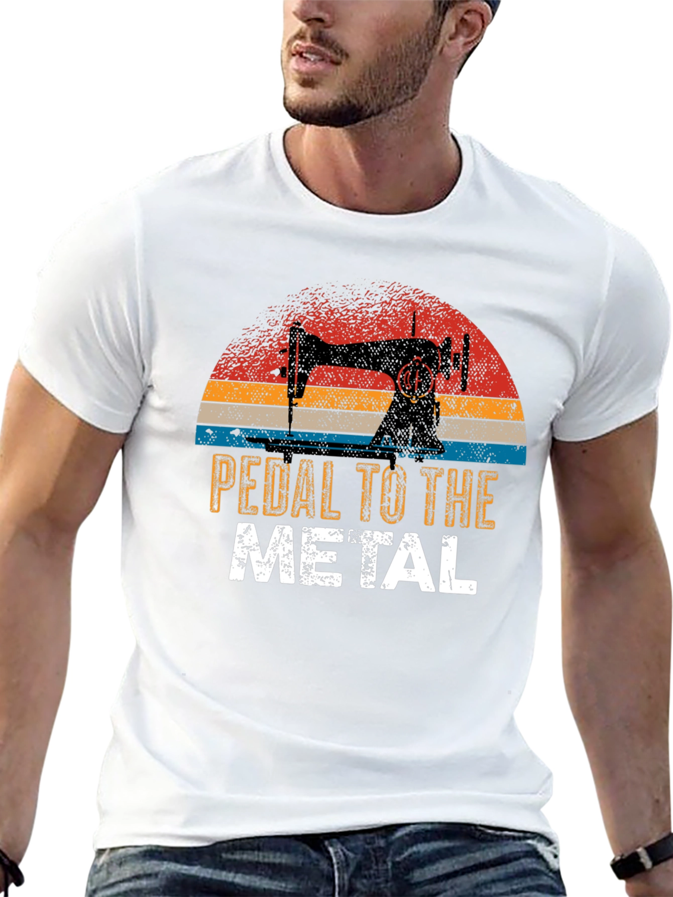 Black Pedal to the Metal Sewing Machine Graphic T-Shirt view 13