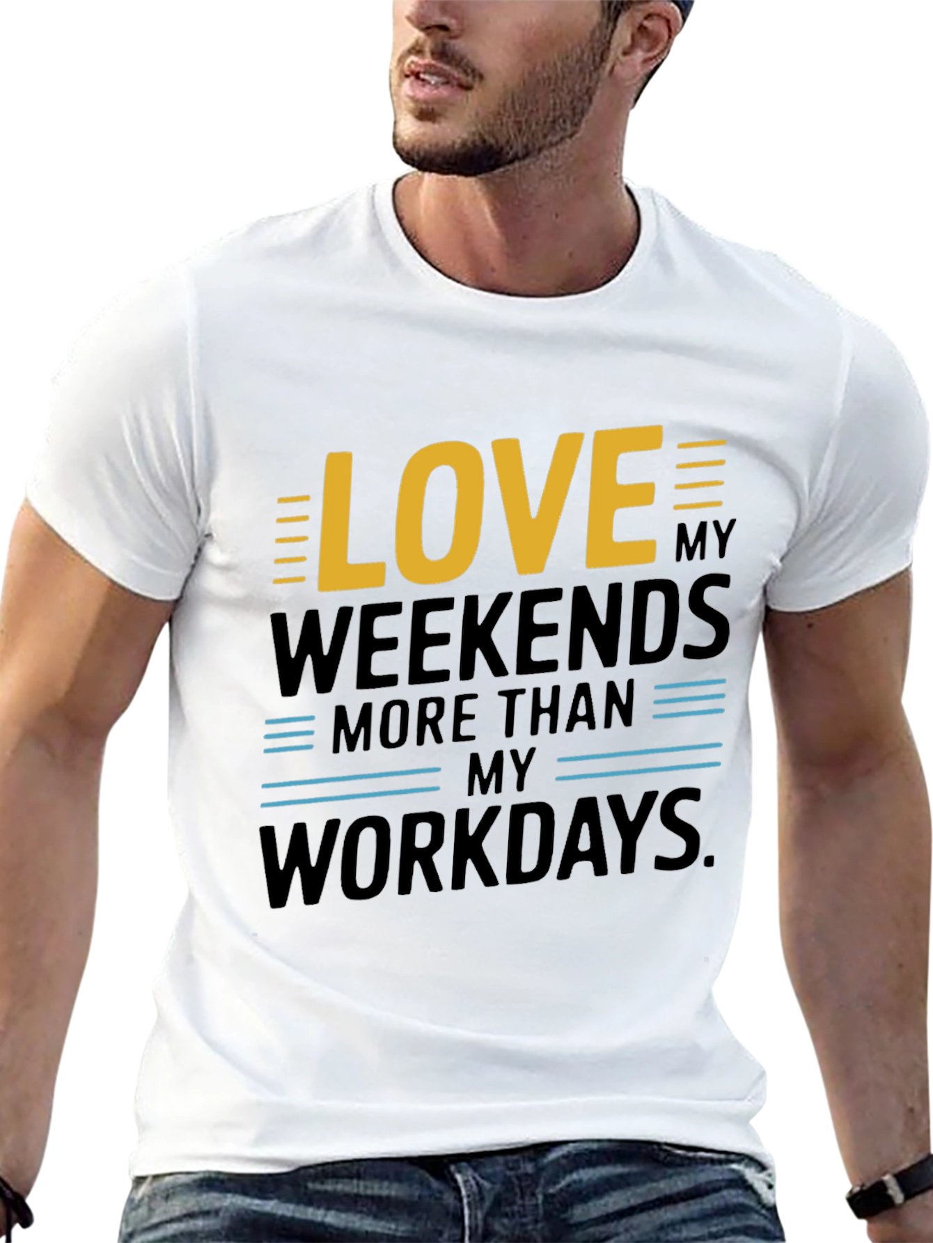 Black Love My Weekends Graphic Tee - Black Cotton view 13