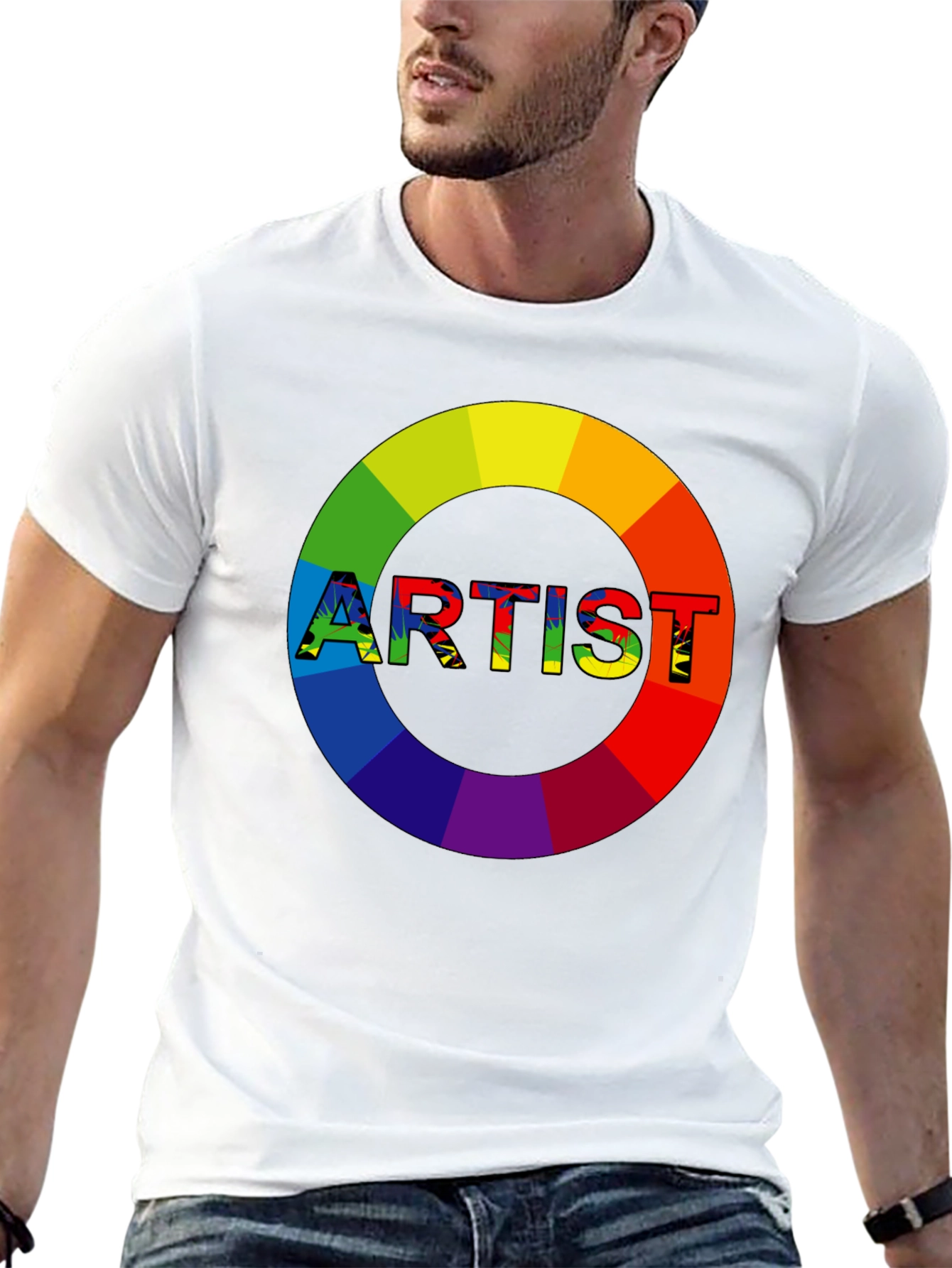 Black Rainbow Artist Graphic Tee - Creative Expression view 13