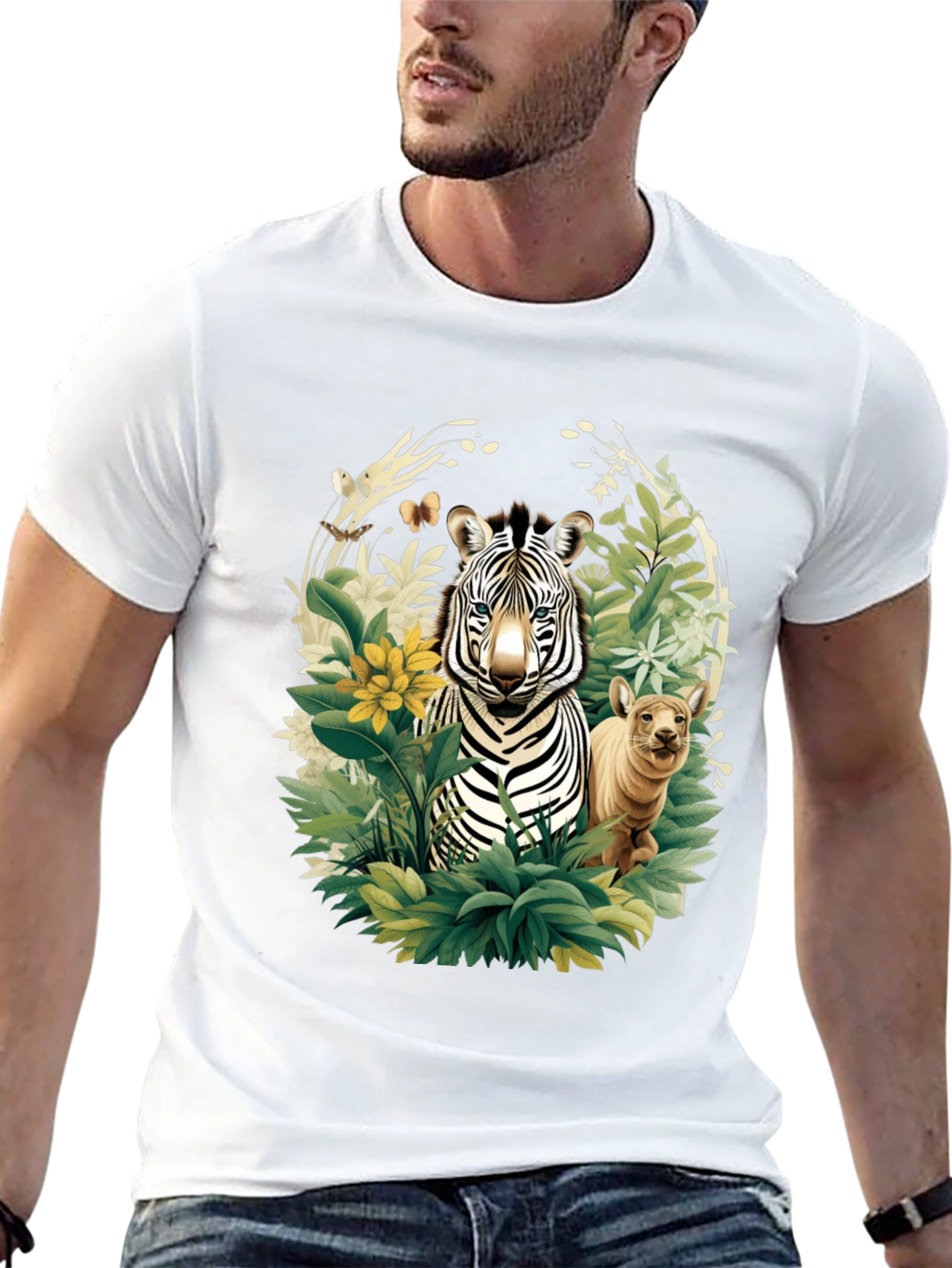 Black Zebra & Cub Wildlife T-Shirt - Unique Animal Design view 13