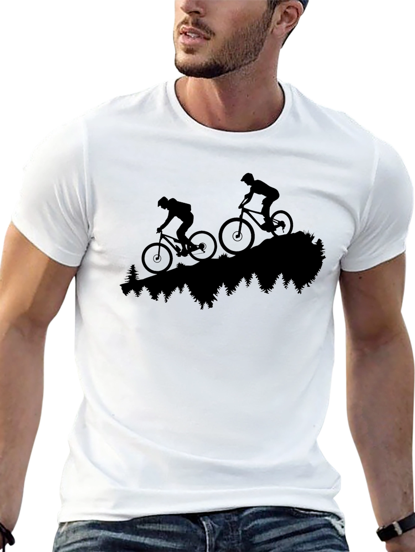 Black Mountain Biking Silhouette T-Shirt view 13