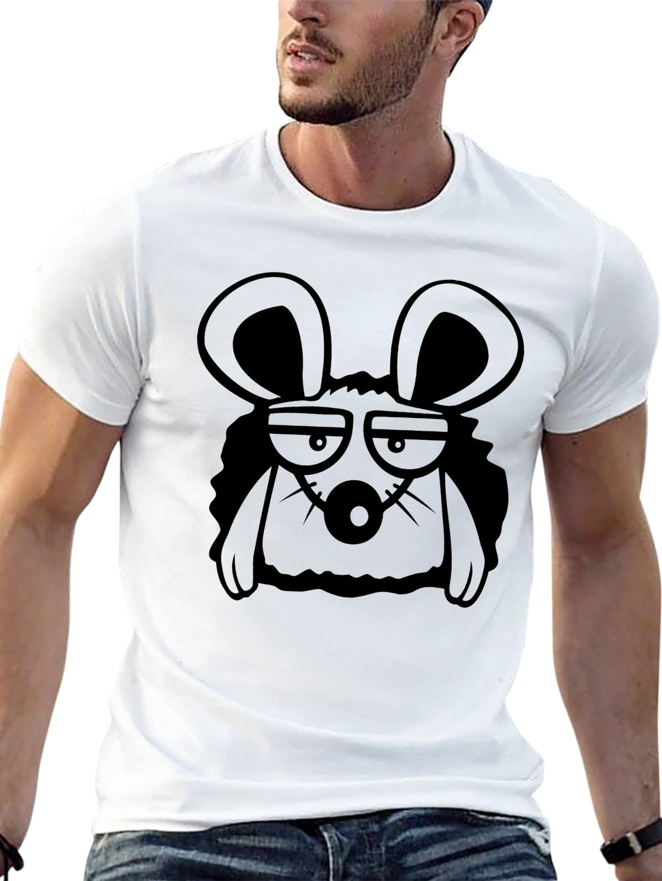 Black Grumpy Mouse Graphic Tee - Black Cotton T-Shirt view 13
