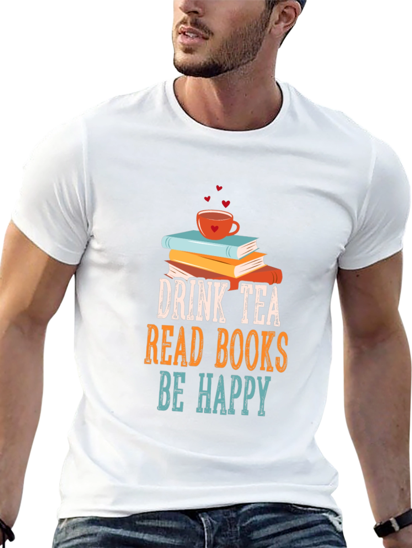 Black Drink Tea Read Books Be Happy T-Shirt view 13