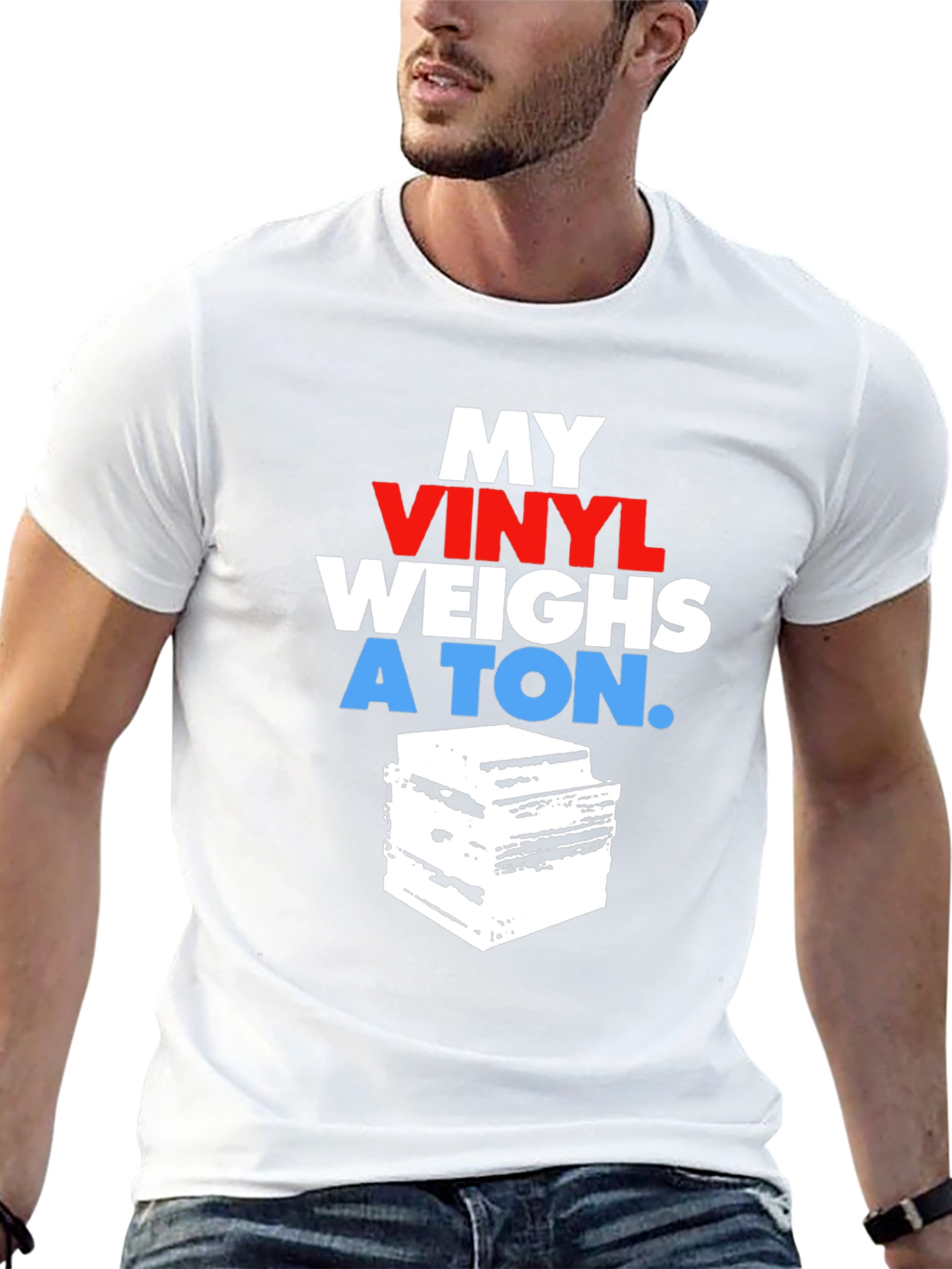 Black Vinyl Record Collector T-Shirt - My Vinyl Weighs a Ton view 13