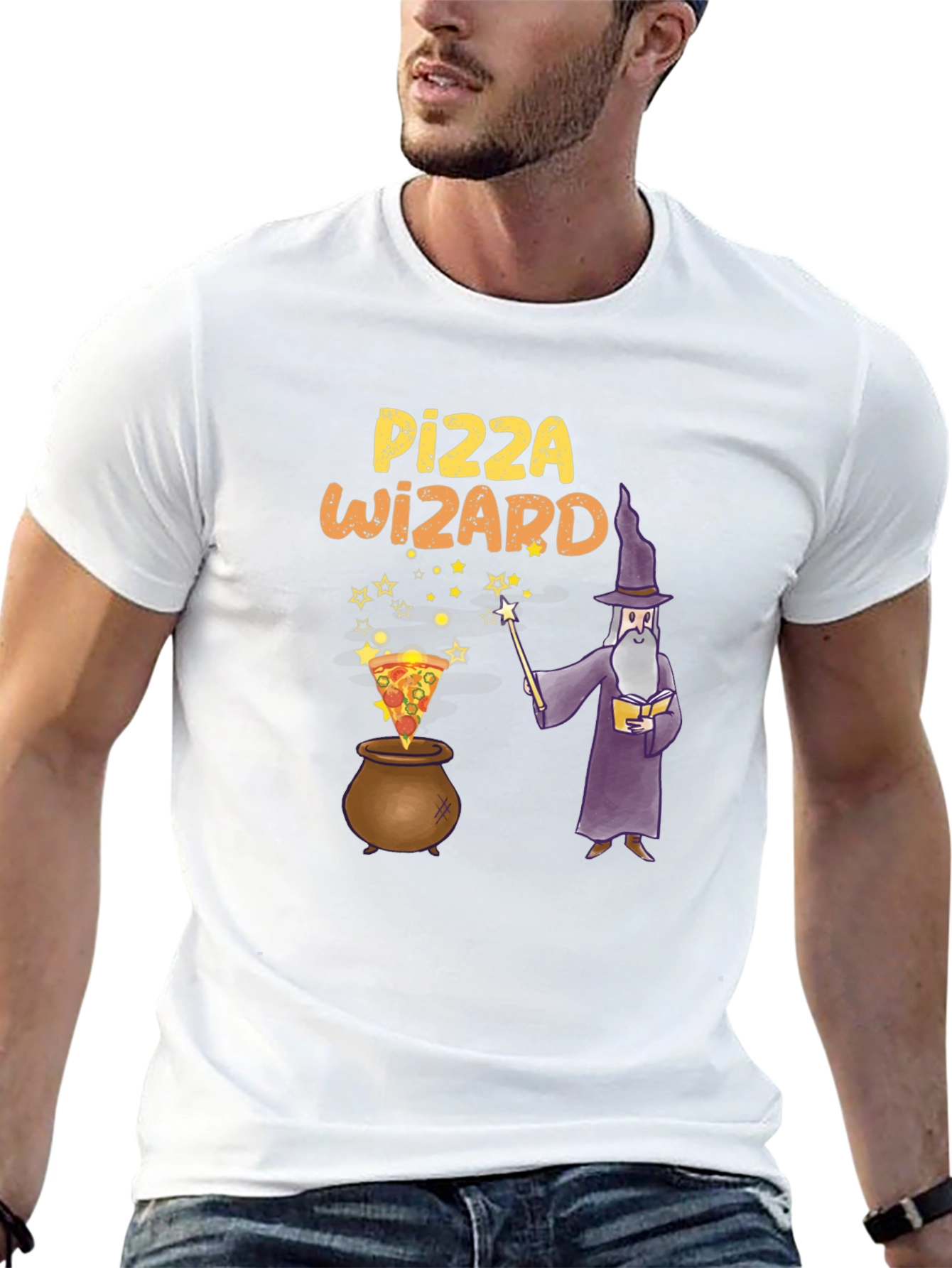 Black Pizza Wizard Graphic T-Shirt view 13