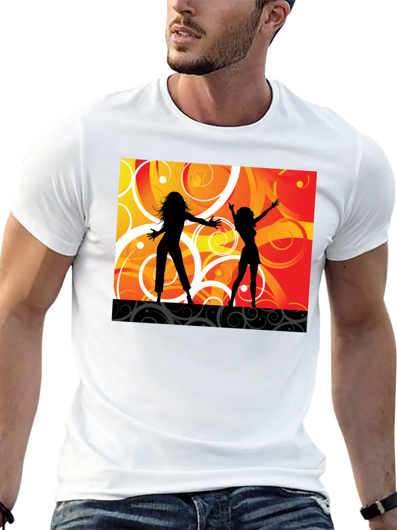 Black Retro Dance Silhouette Graphic Tee - Black view 13