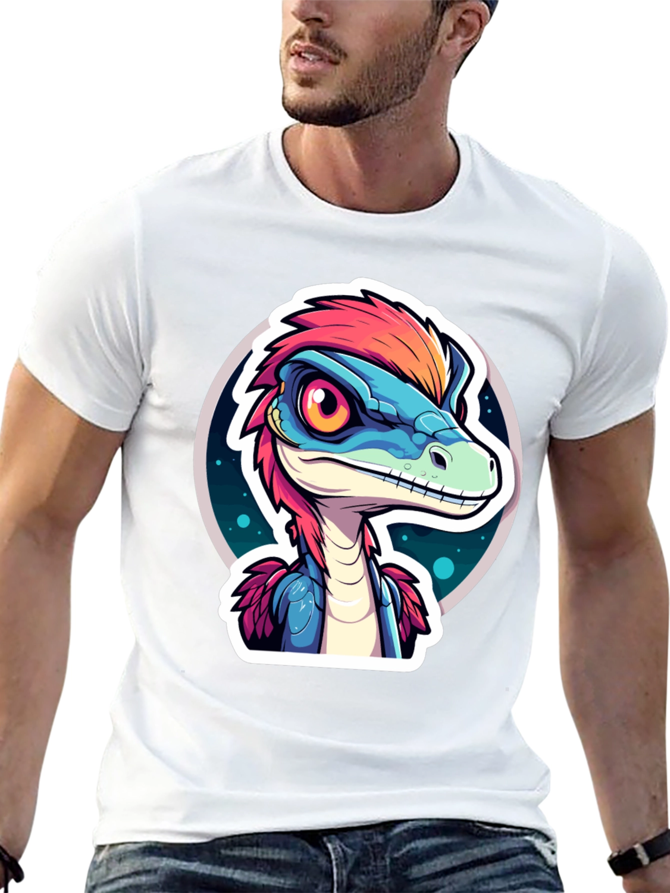 Black Dino T-Shirt: Cartoon Raptor Design view 13