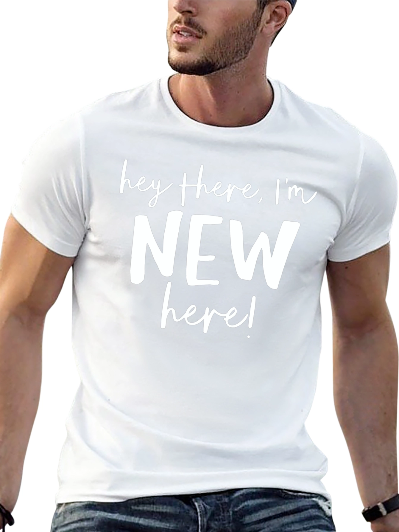 Black Hey There, I'm NEW Here! Graphic T-Shirt view 13