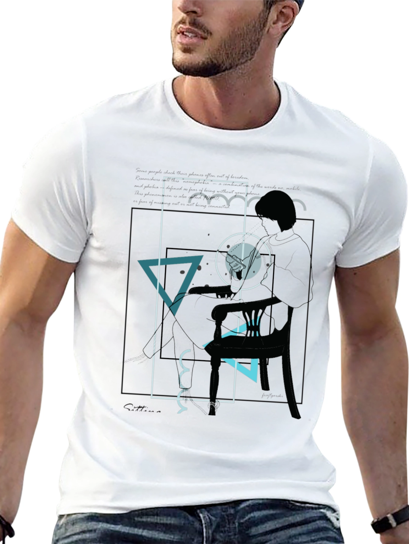 Black Abstract Graphic Tee - Men's Black T-Shirt view 13