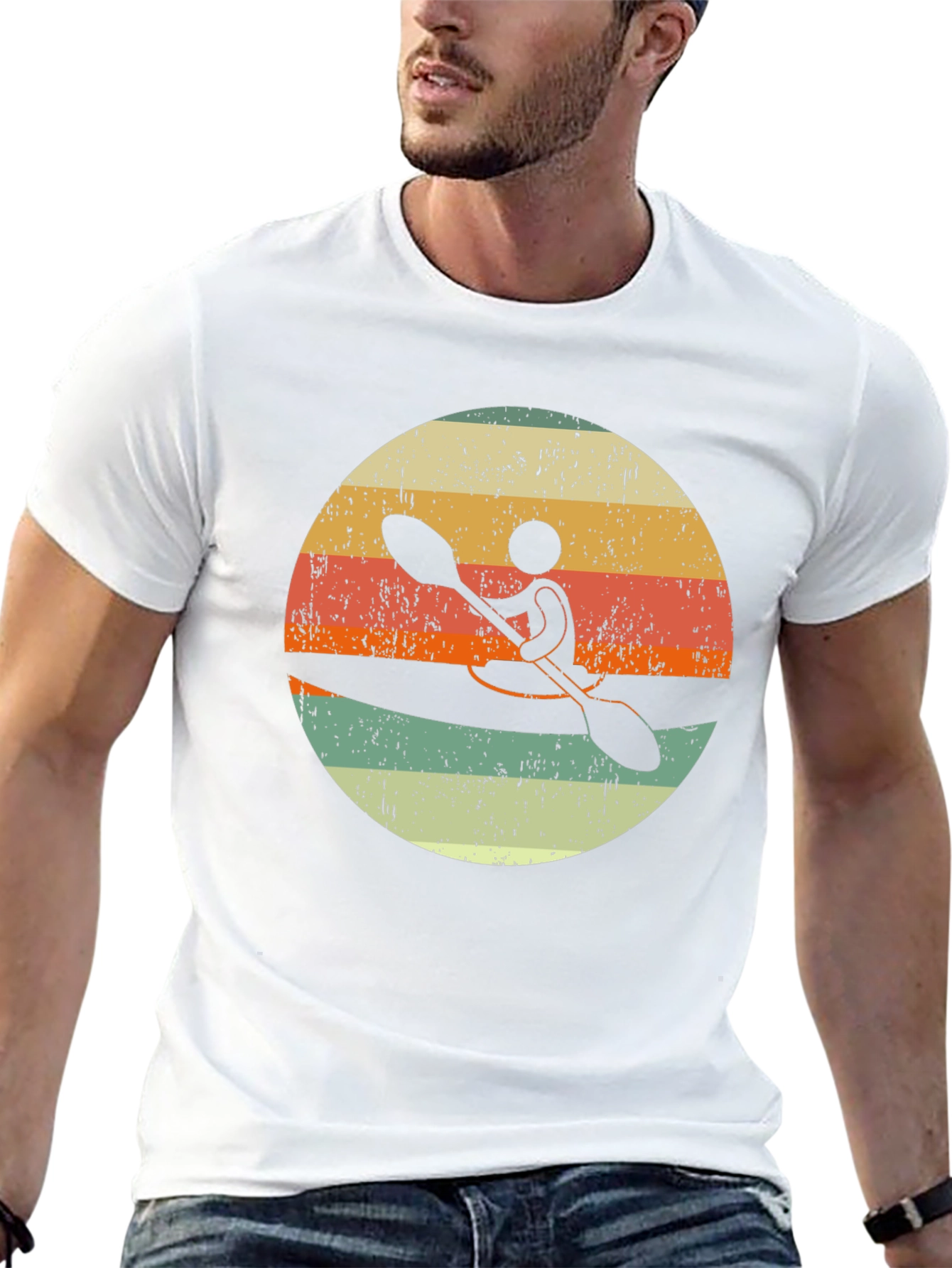 Black Vintage Kayak Sunset T-Shirt view 13