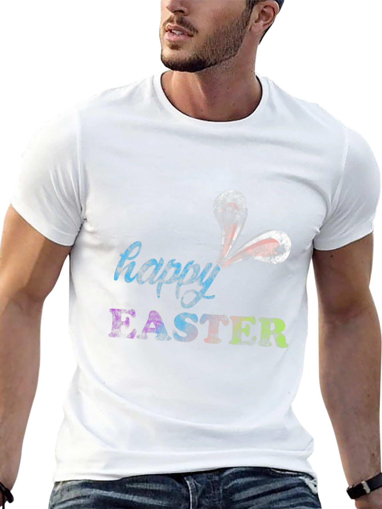 Black Happy Easter Bunny Ears T-Shirt view 13