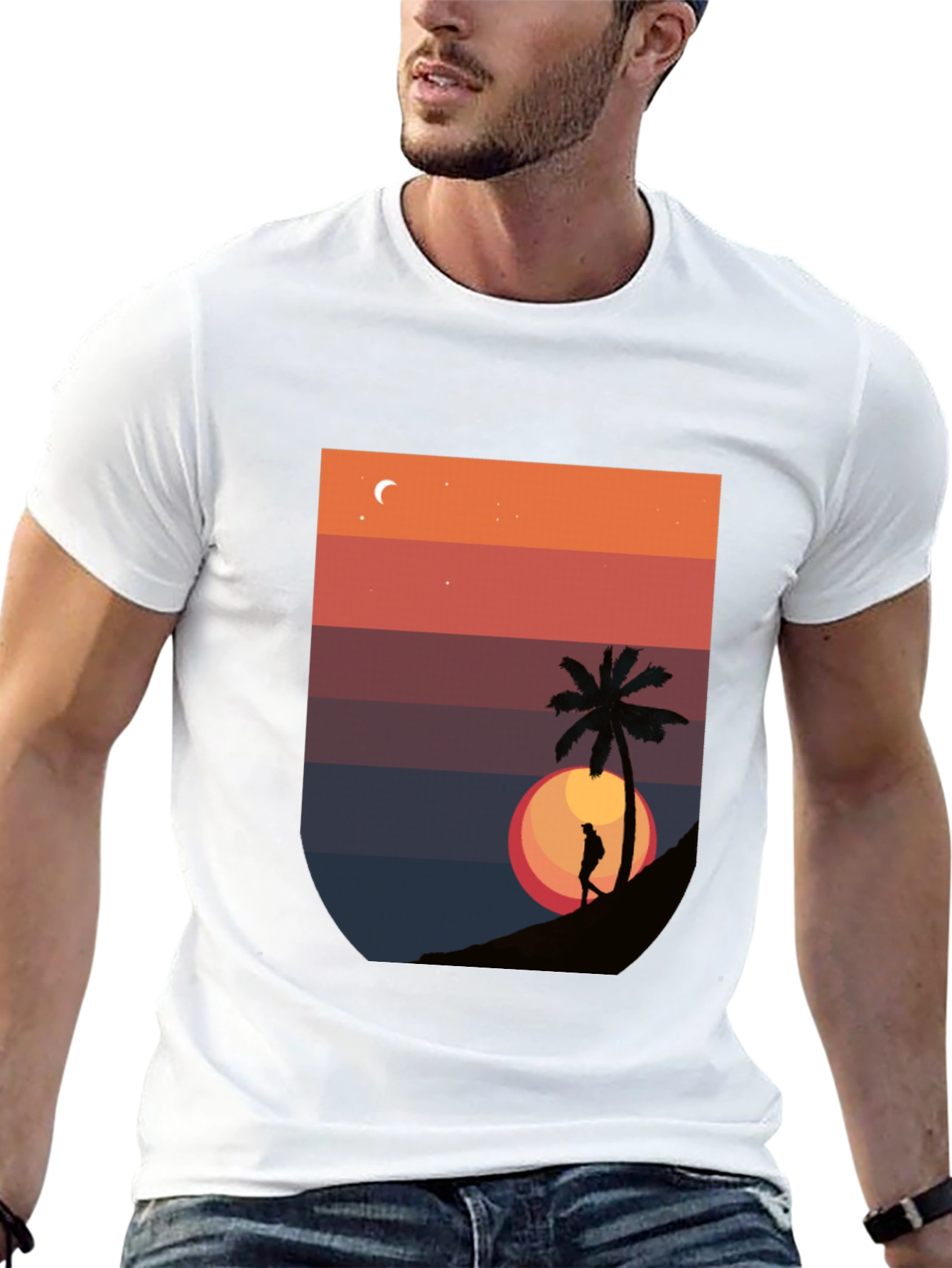 Black Sunset Palm Graphic T-Shirt - Men's Black Tee view 13