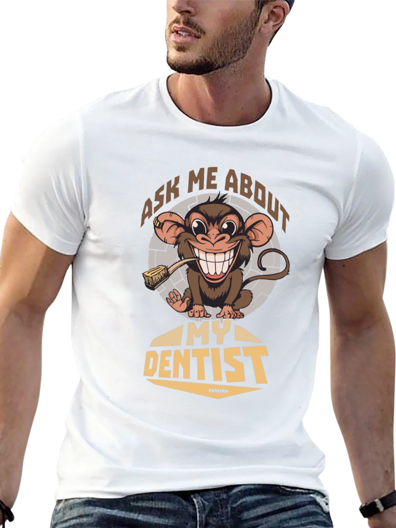 Black Funny Monkey Dentist T-Shirt - Ask Me About My Dentist view 13