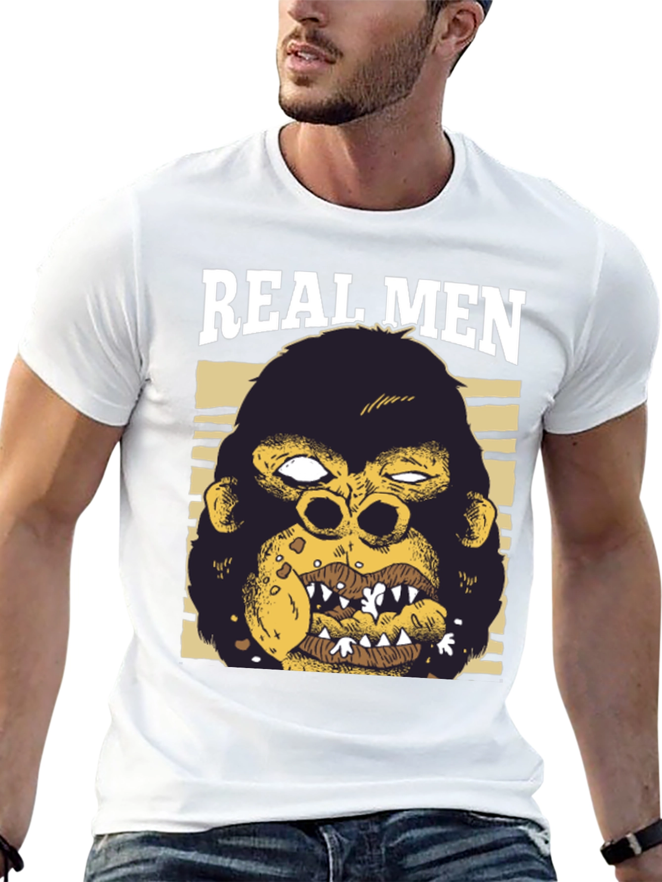Black Real Men Gorilla Graphic T-Shirt view 13