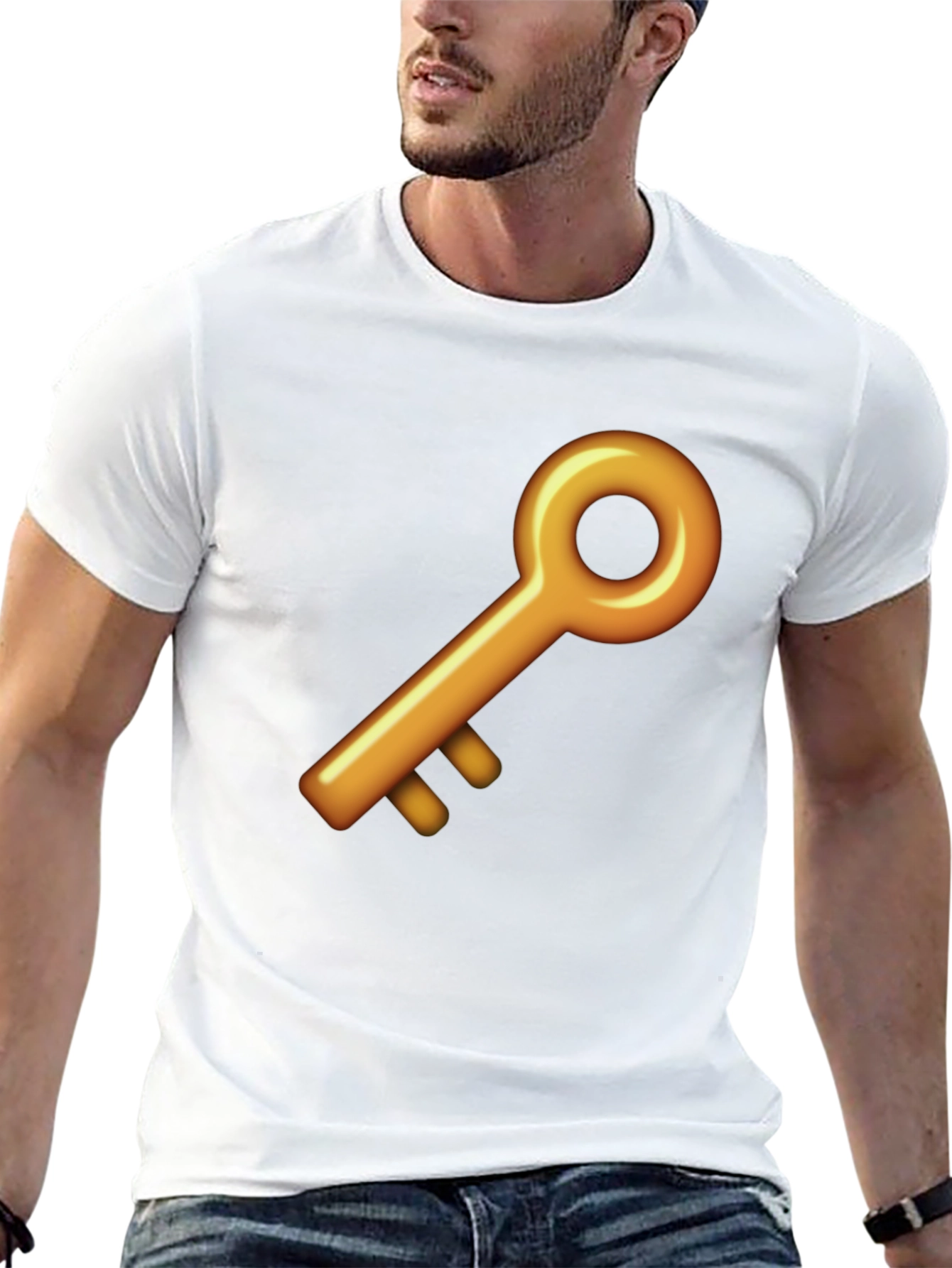 Black Golden Key Graphic Black T-Shirt view 13