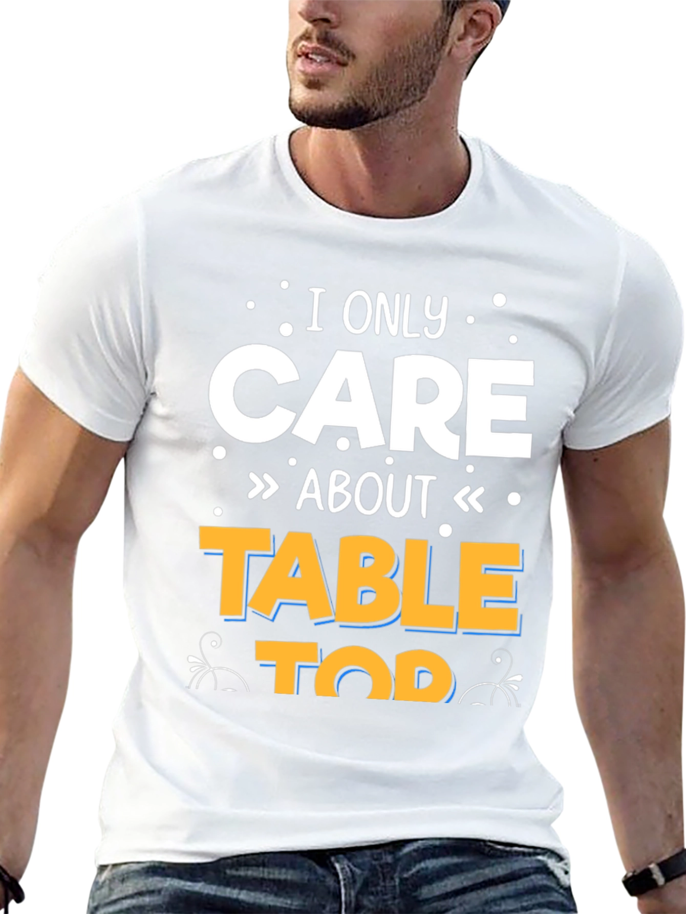Black I Only Care About Tabletop T-Shirt view 13